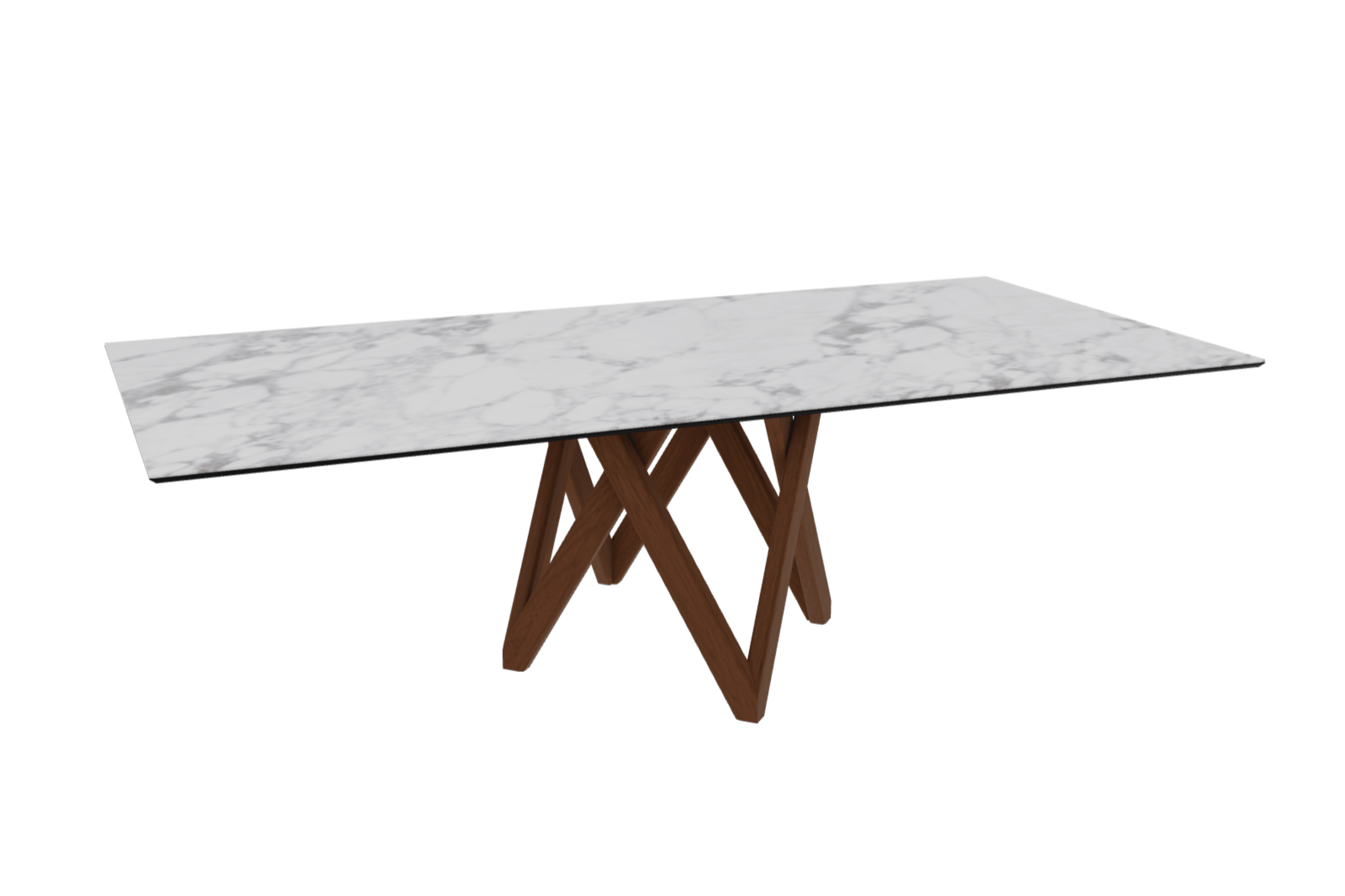 Stół prostokątny CARTESIO biały marmur z drewnianą podstawą Calligaris 250 cm orzechowy Eye on Design