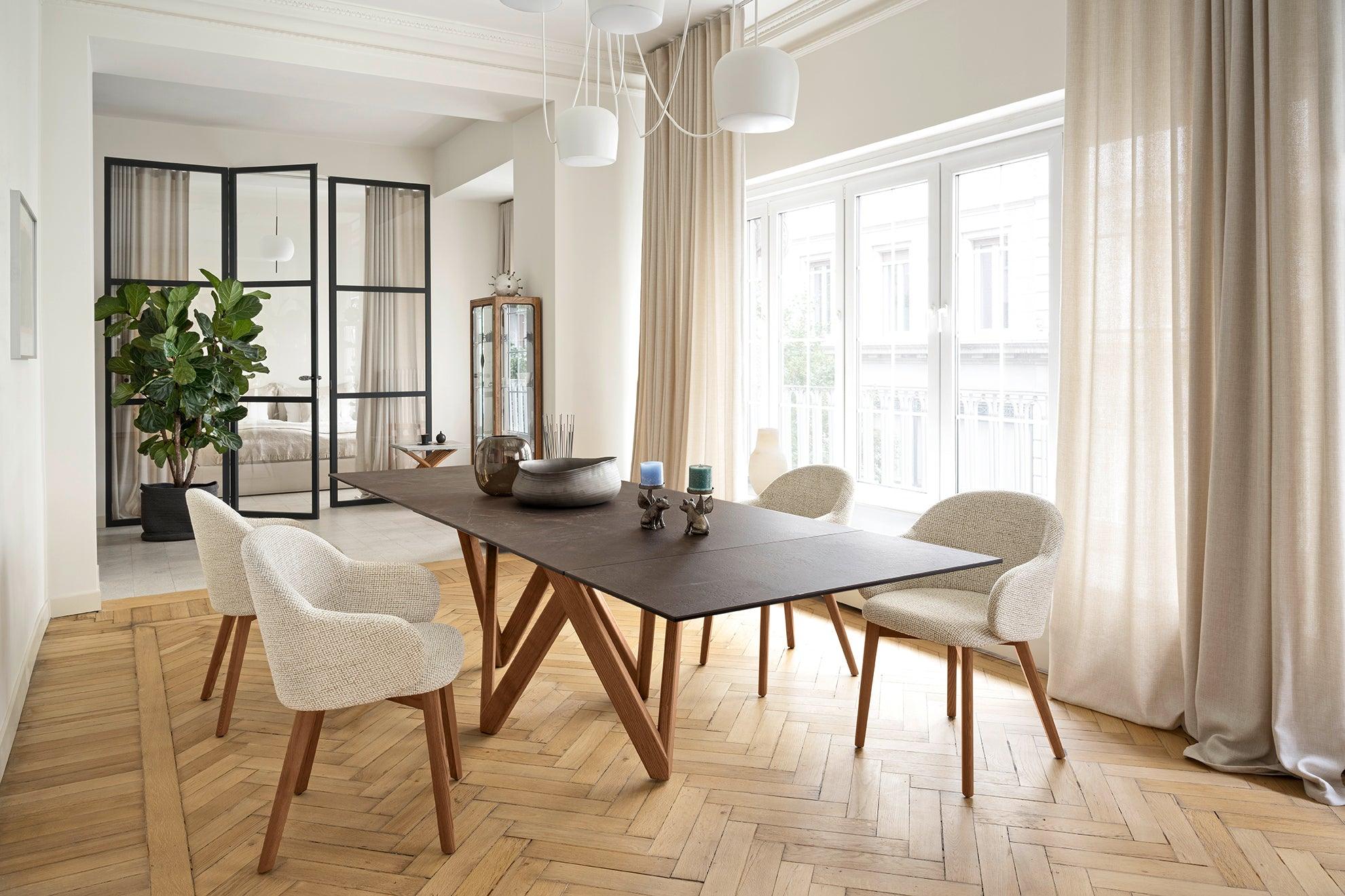 Stół prostokątny CARTESIO biały marmur z drewnianą podstawą Calligaris Eye on Design