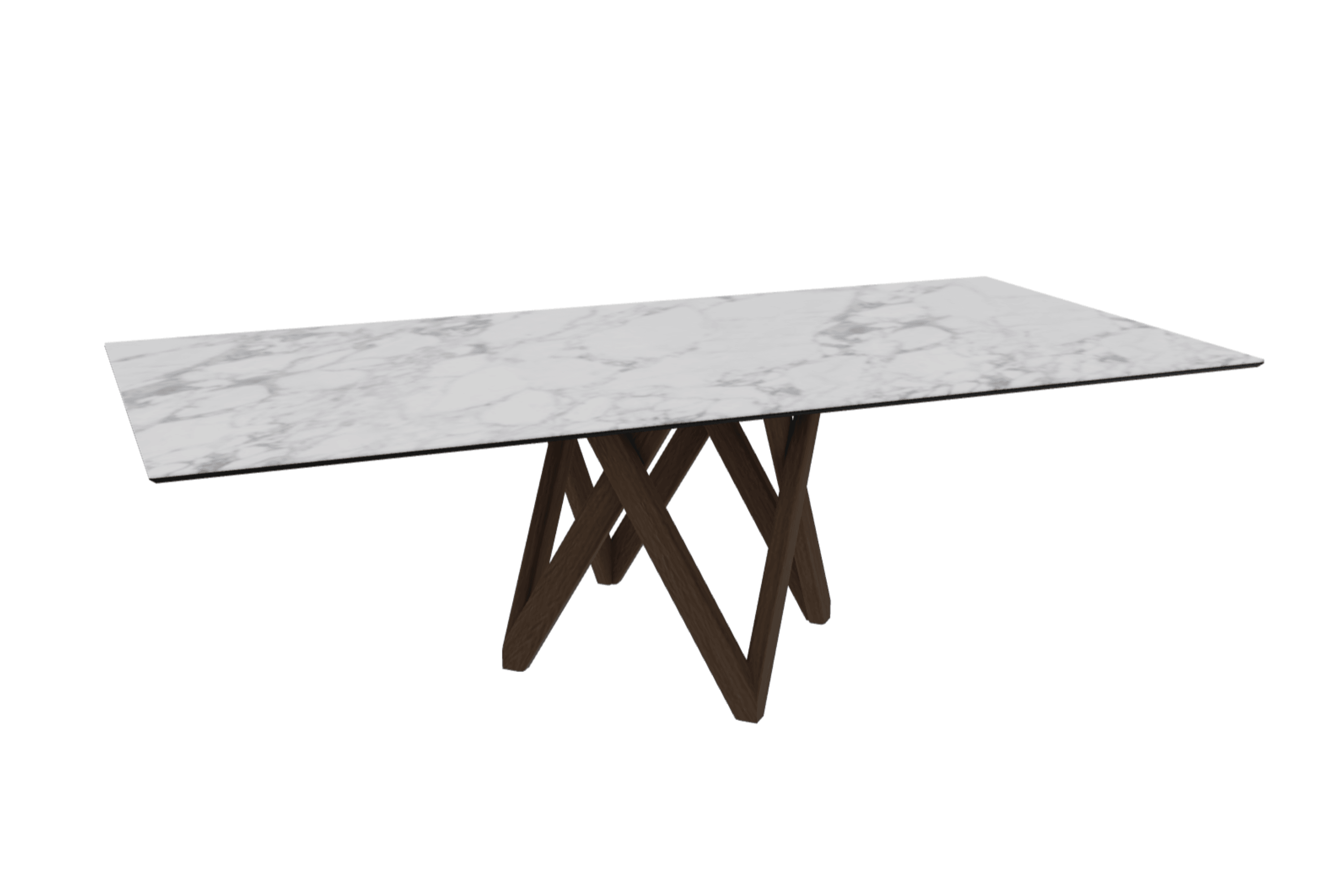 Stół prostokątny CARTESIO biały marmur z drewnianą podstawą Calligaris 250 cm ciemnobrązowy Eye on Design