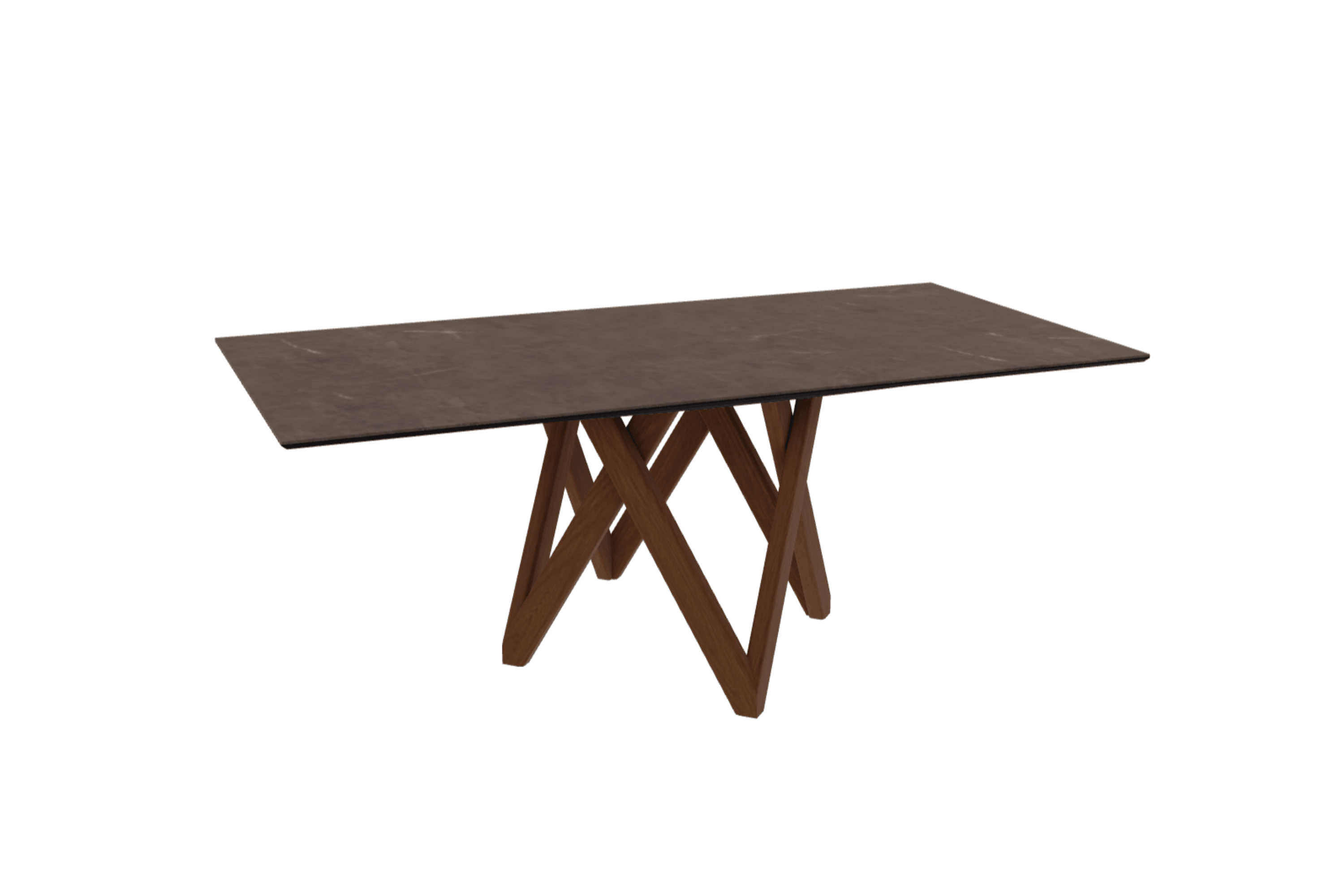 Stół prostokątny CARTESIO brązowa ceramika z drewnianą podstawą Calligaris 200 cm orzechowy Eye on Design