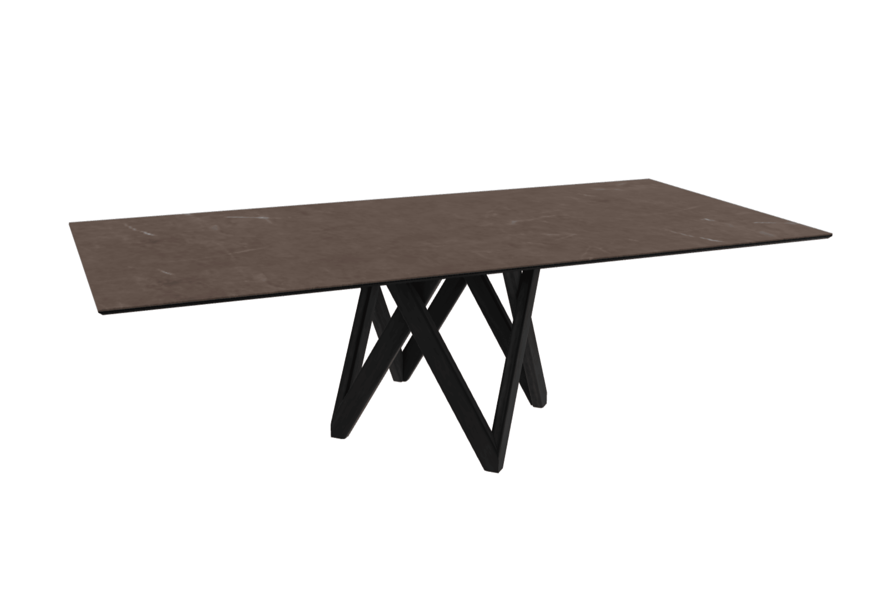 Stół prostokątny CARTESIO brązowa ceramika z drewnianą podstawą Calligaris 250 cm matowa czerń Eye on Design