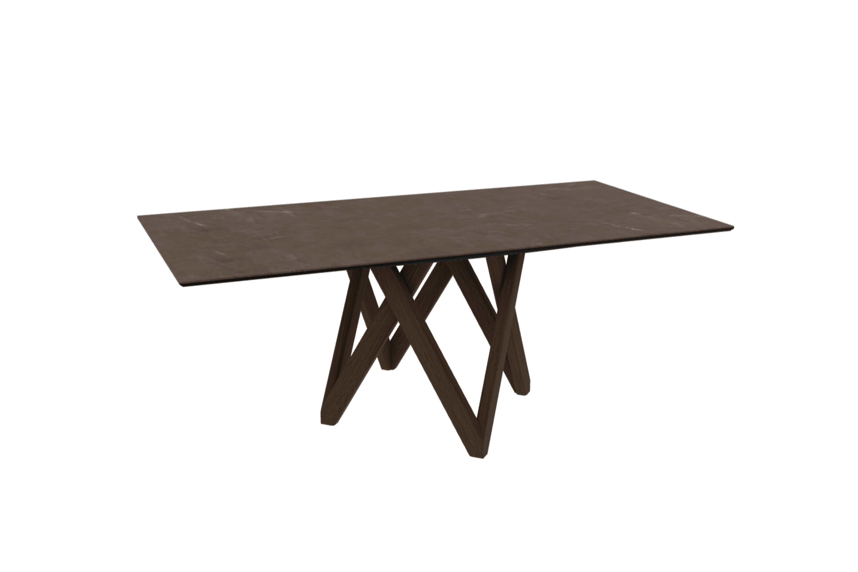 Stół prostokątny CARTESIO brązowa ceramika z drewnianą podstawą Calligaris 200 cm ciemnobrązowy Eye on Design