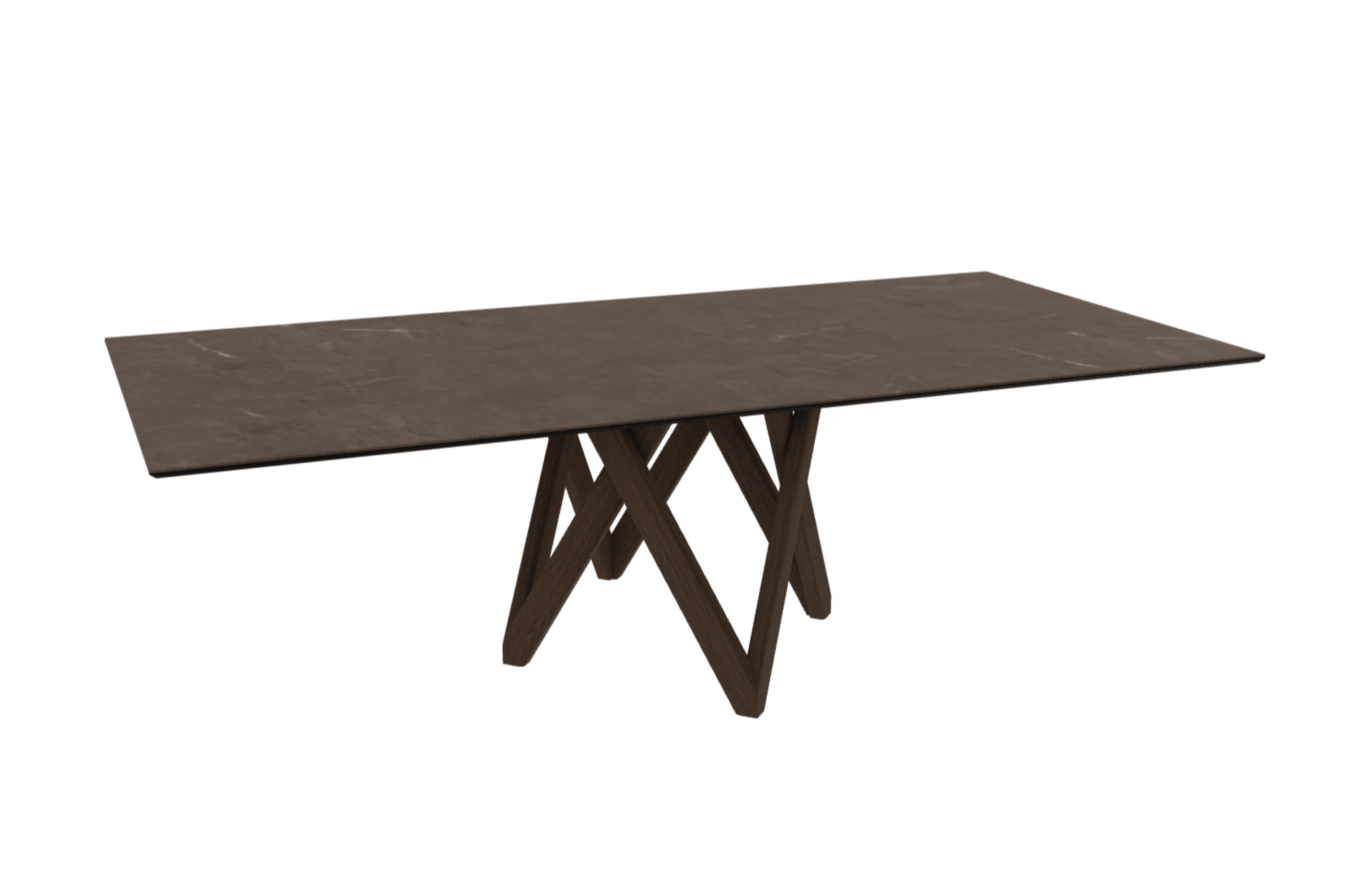 Stół prostokątny CARTESIO brązowa ceramika z drewnianą podstawą Calligaris 250 cm ciemnobrązowy Eye on Design