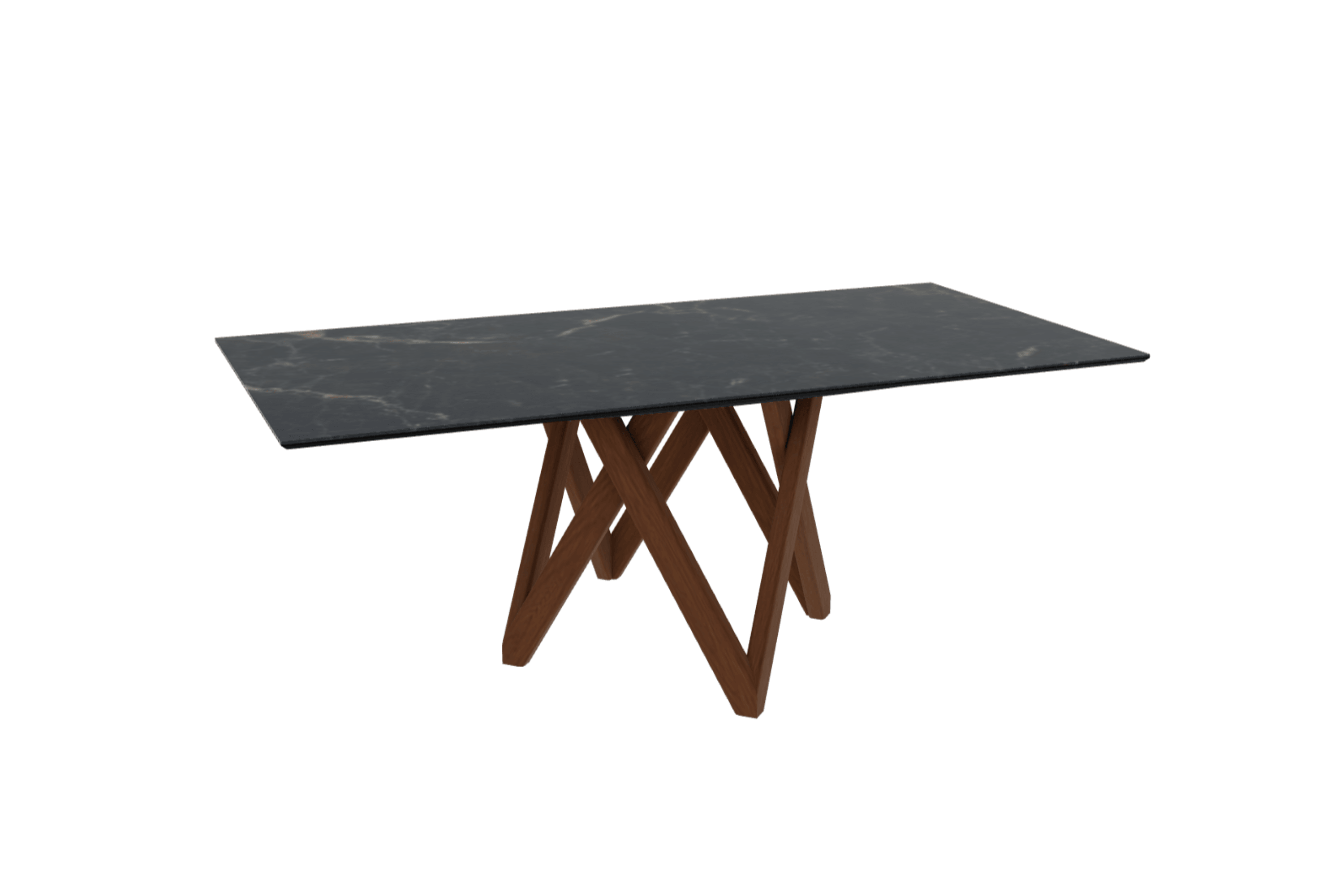 Stół prostokątny CARTESIO czarny marmur z drewnianą podstawą Calligaris 200 cm orzechowy Eye on Design