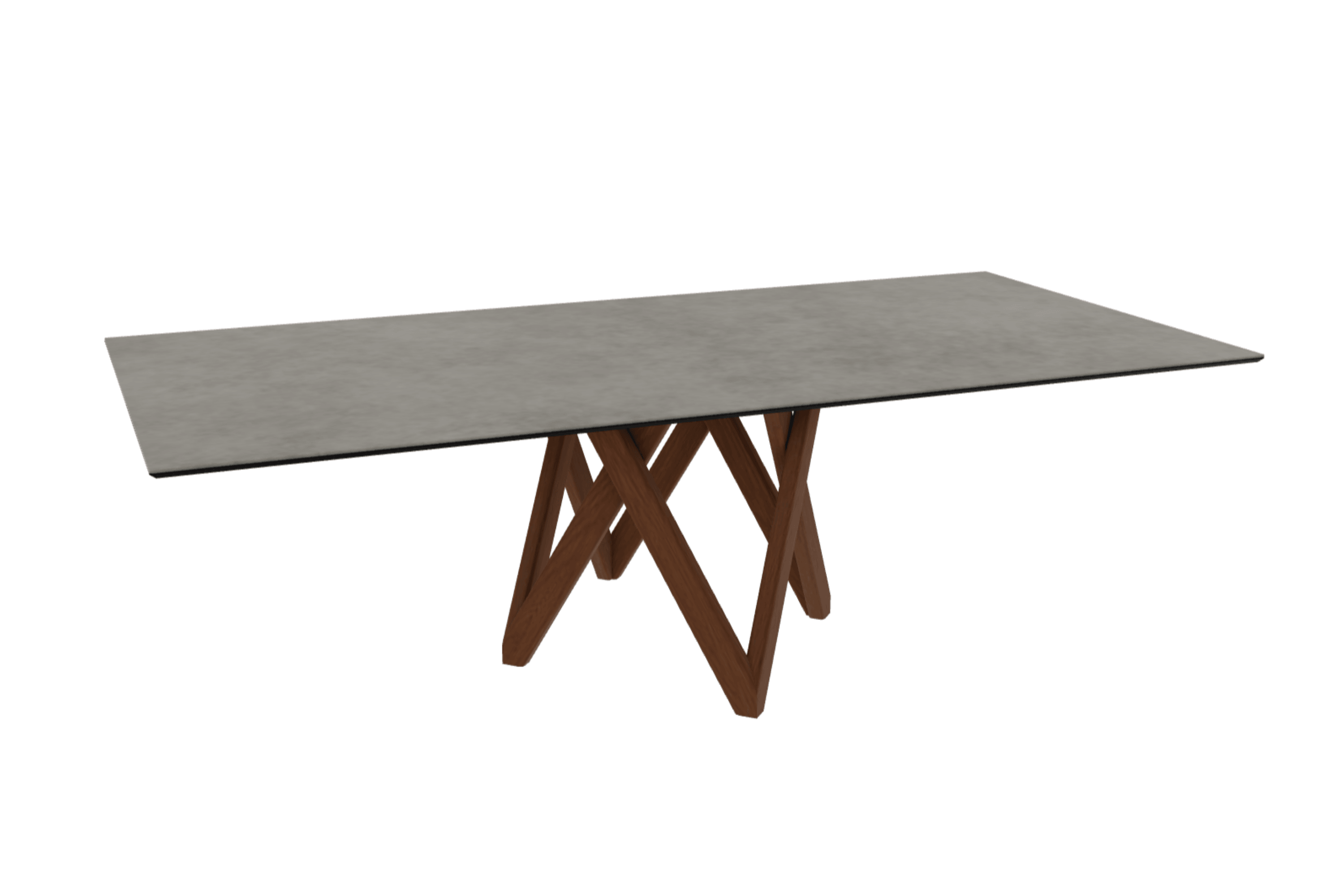 Stół prostokątny CARTESIO jasnoszara ceramika z drewnianą podstawą Calligaris 250 cm orzechowy Eye on Design