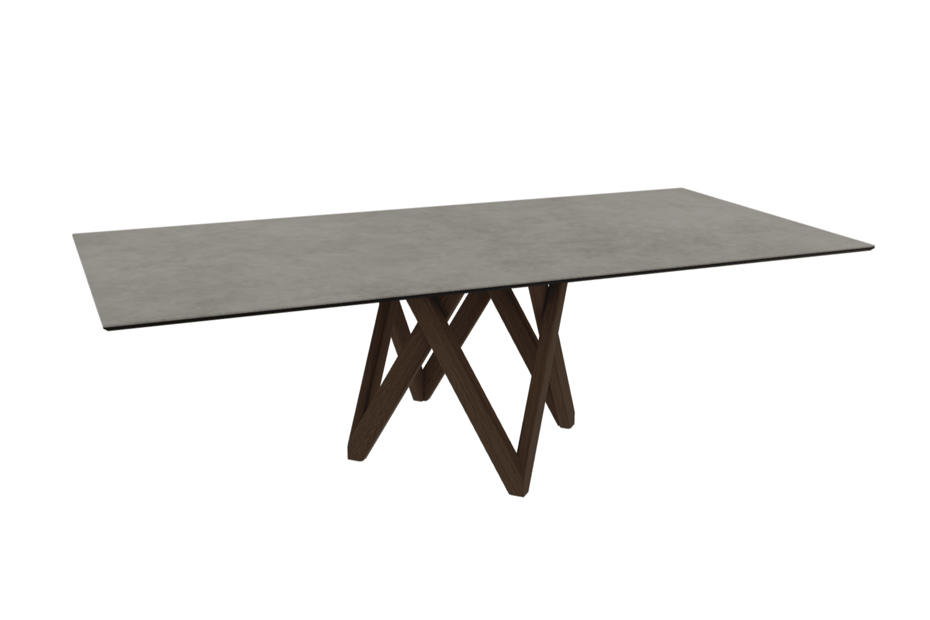 Stół prostokątny CARTESIO jasnoszara ceramika z drewnianą podstawą Calligaris 250 cm ciemnobrązowy Eye on Design