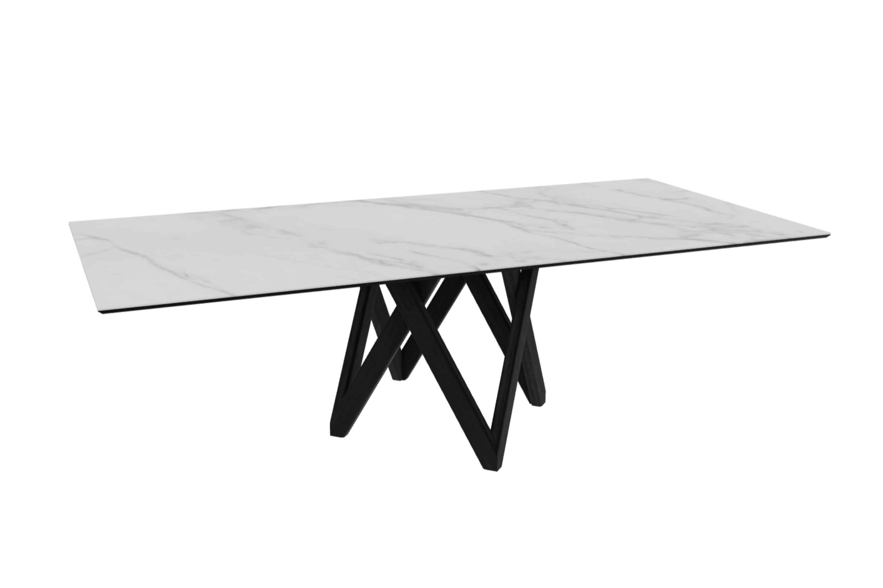 Stół prostokątny CARTESIO kremowy marmur z drewnianą podstawą Calligaris 250 cm matowa czerń Eye on Design