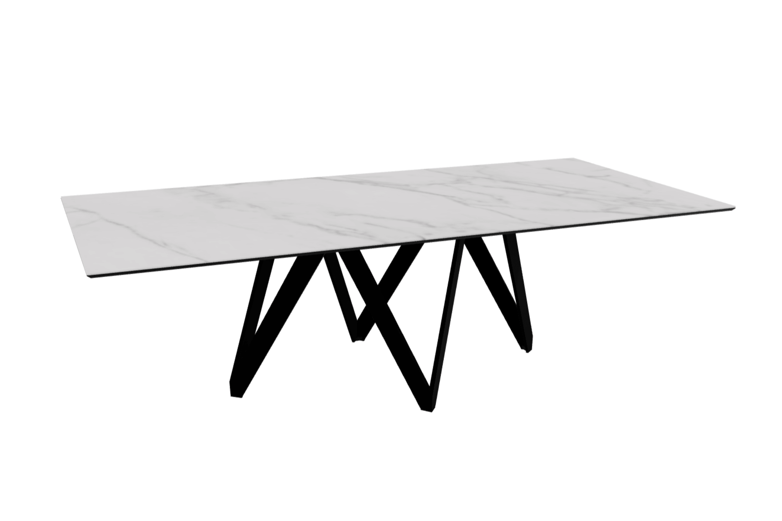 Stół prostokątny CARTESIO kremowy marmur z metalową podstawą Calligaris 250 cm matowa czerń Eye on Design