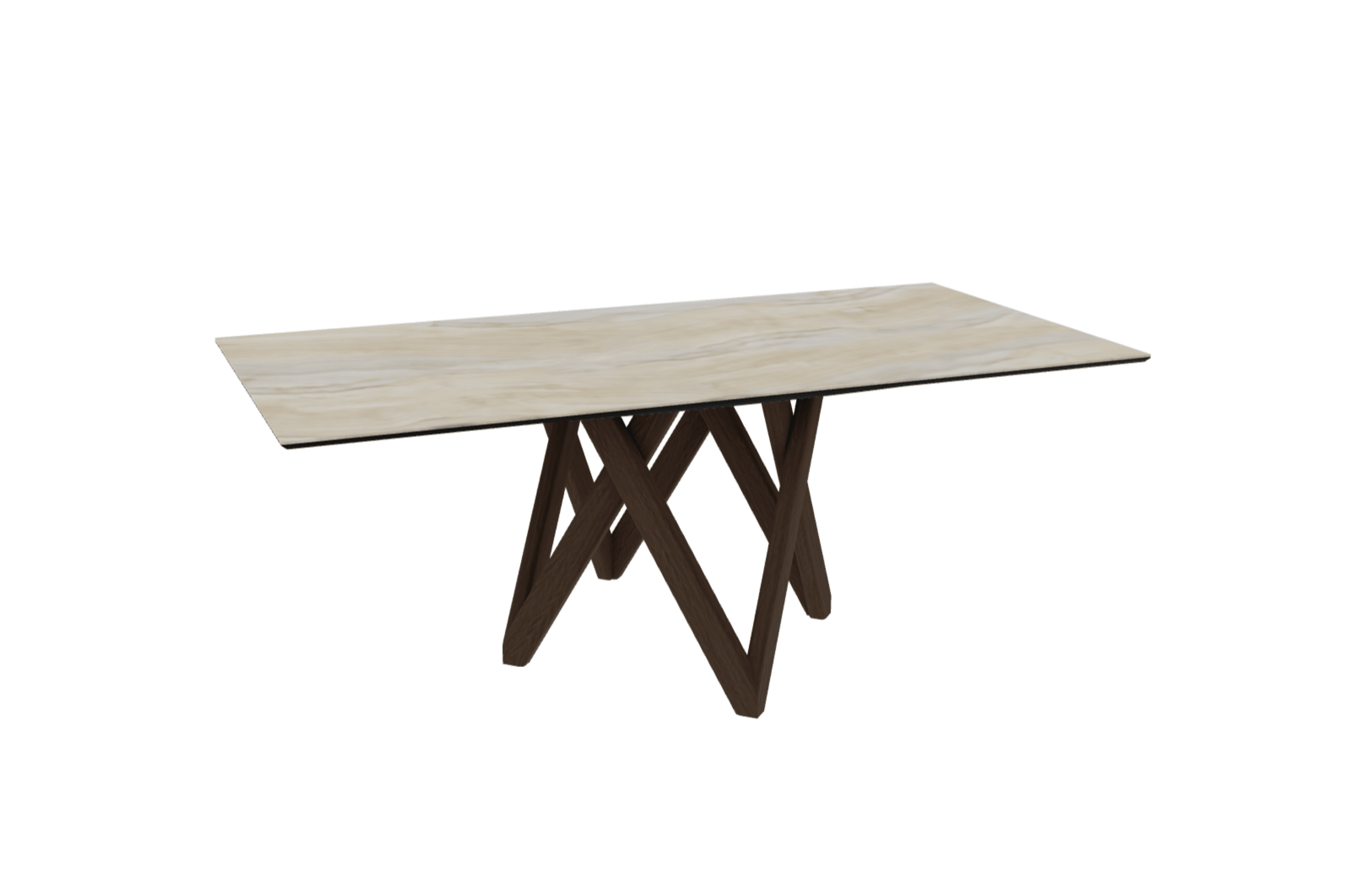 Stół prostokątny CARTESIO piaskowy marmur z drewnianą podstawą Calligaris 200 cm ciemnobrązowy Eye on Design