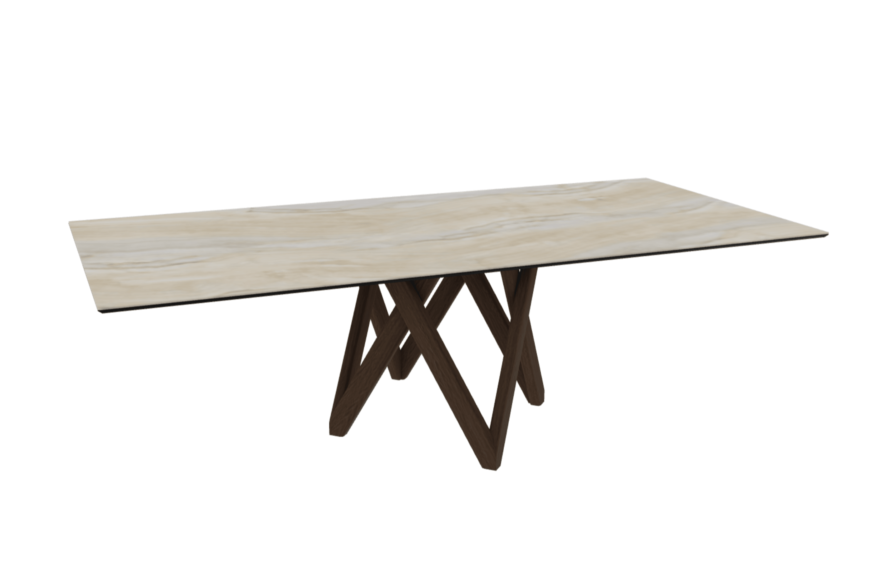 Stół prostokątny CARTESIO piaskowy marmur z drewnianą podstawą Calligaris 250 cm ciemnobrązowy Eye on Design