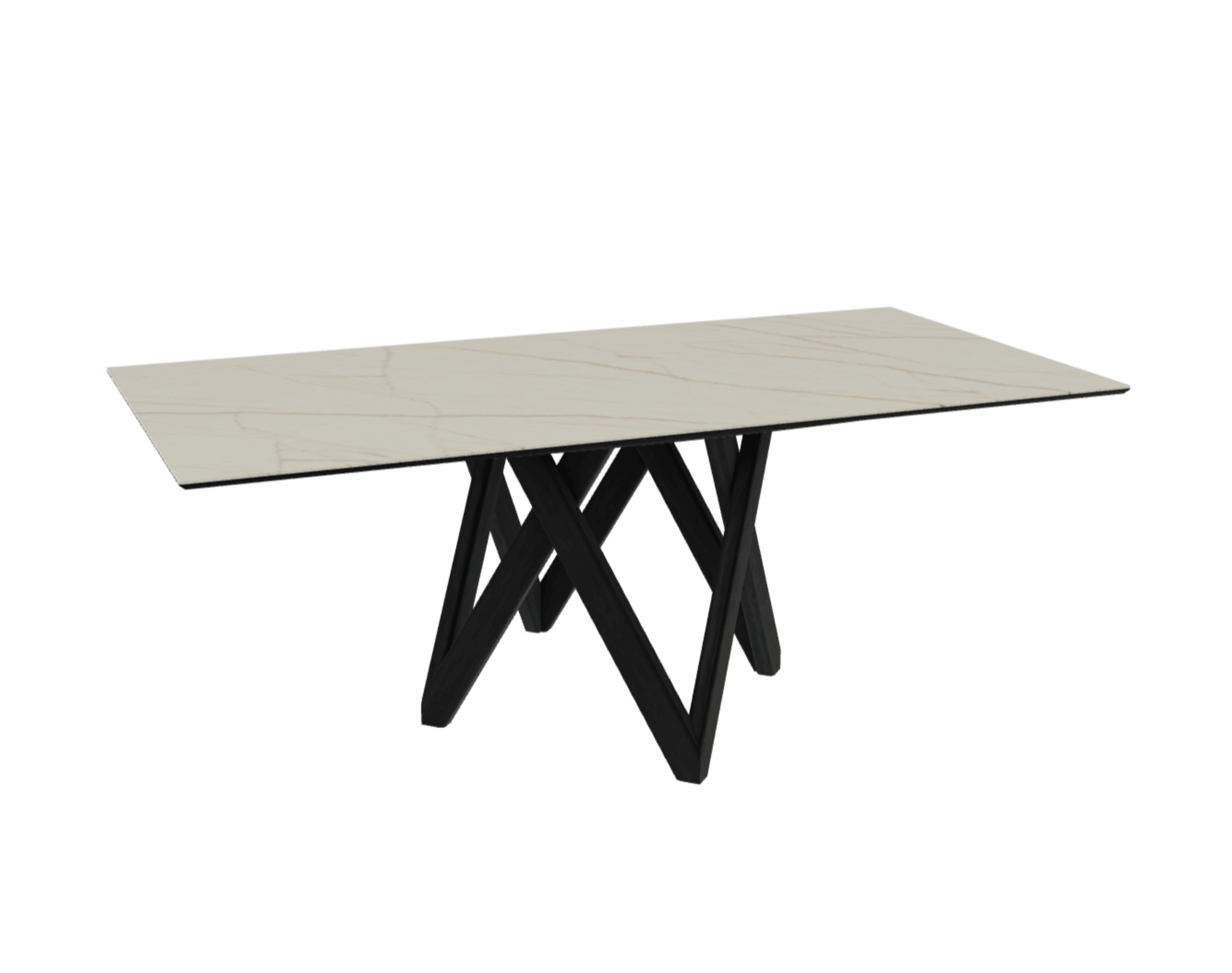 Stół prostokątny CARTESIO złoty marmur z drewnianą podstawą Calligaris 200 cm matowa czerń Eye on Design