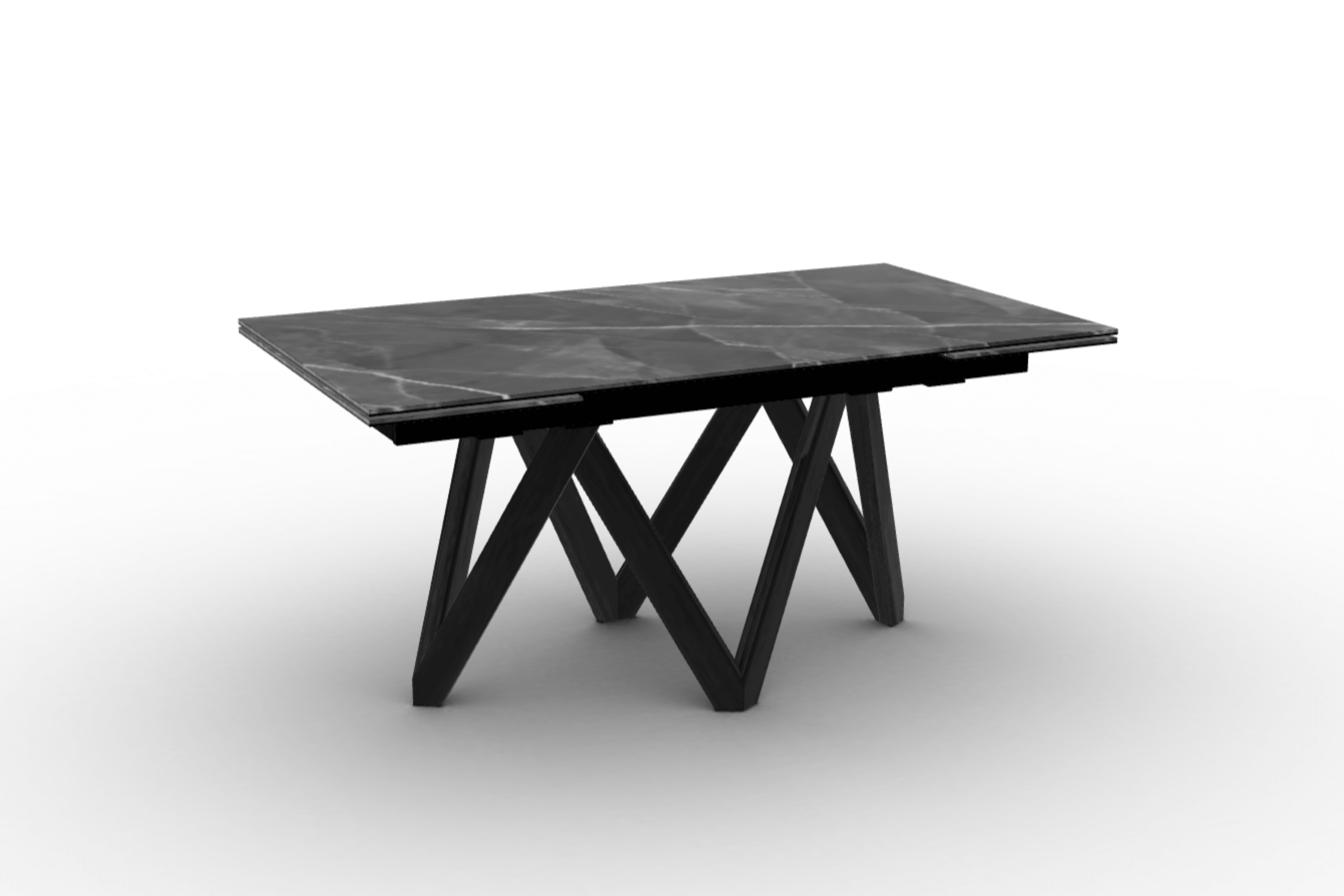 Stół prostokątny rozkładany CARTESIO antracytowy marmur Calligaris 160 cm czarne matowe drewno Eye on Design