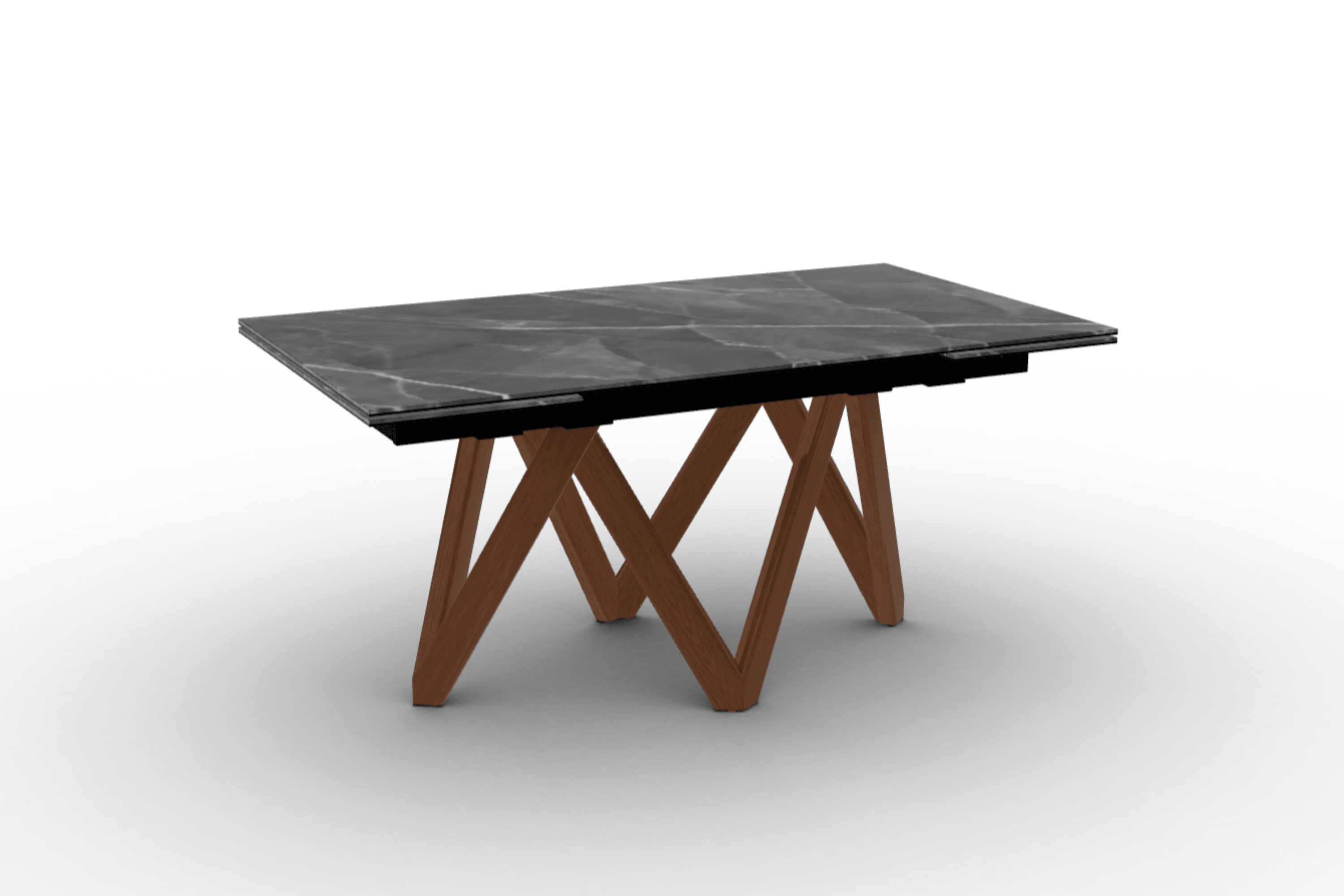 Stół prostokątny rozkładany CARTESIO antracytowy marmur Calligaris 160 cm orzechowe drewno Eye on Design