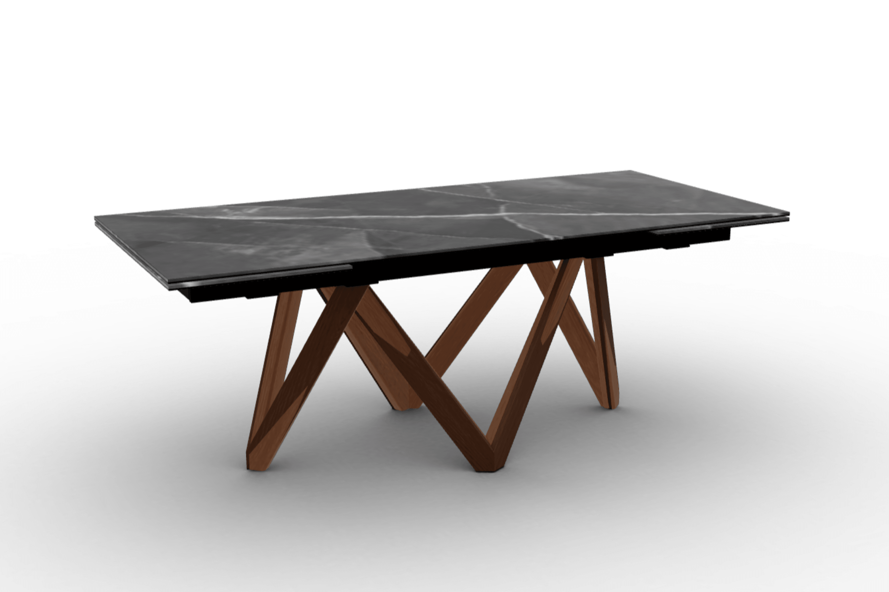 Stół prostokątny rozkładany CARTESIO antracytowy marmur Calligaris 200 cm orzechowe drewno Eye on Design