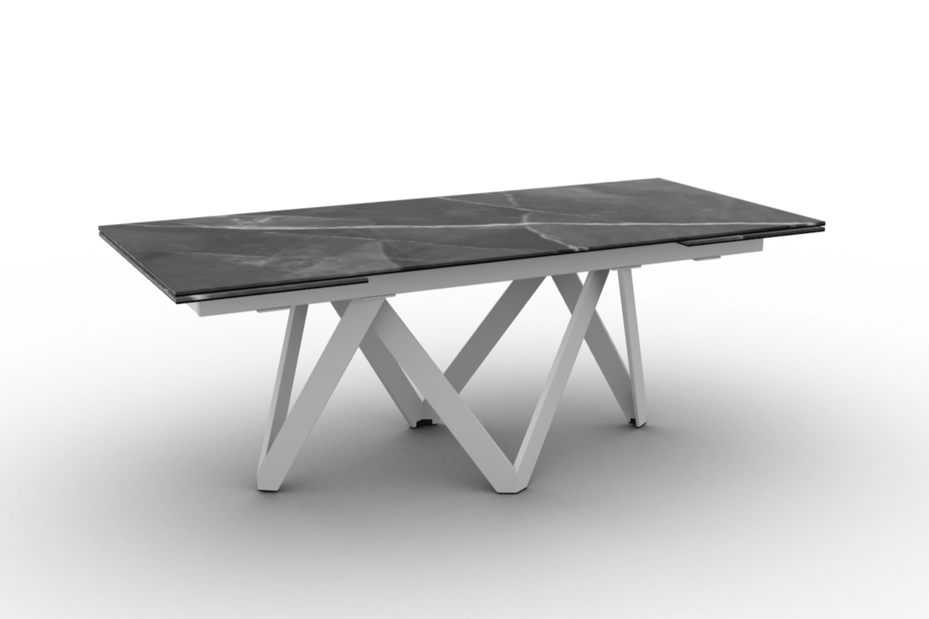 Stół prostokątny rozkładany CARTESIO antracytowy marmur Calligaris 200 cm biały matowy metal Eye on Design