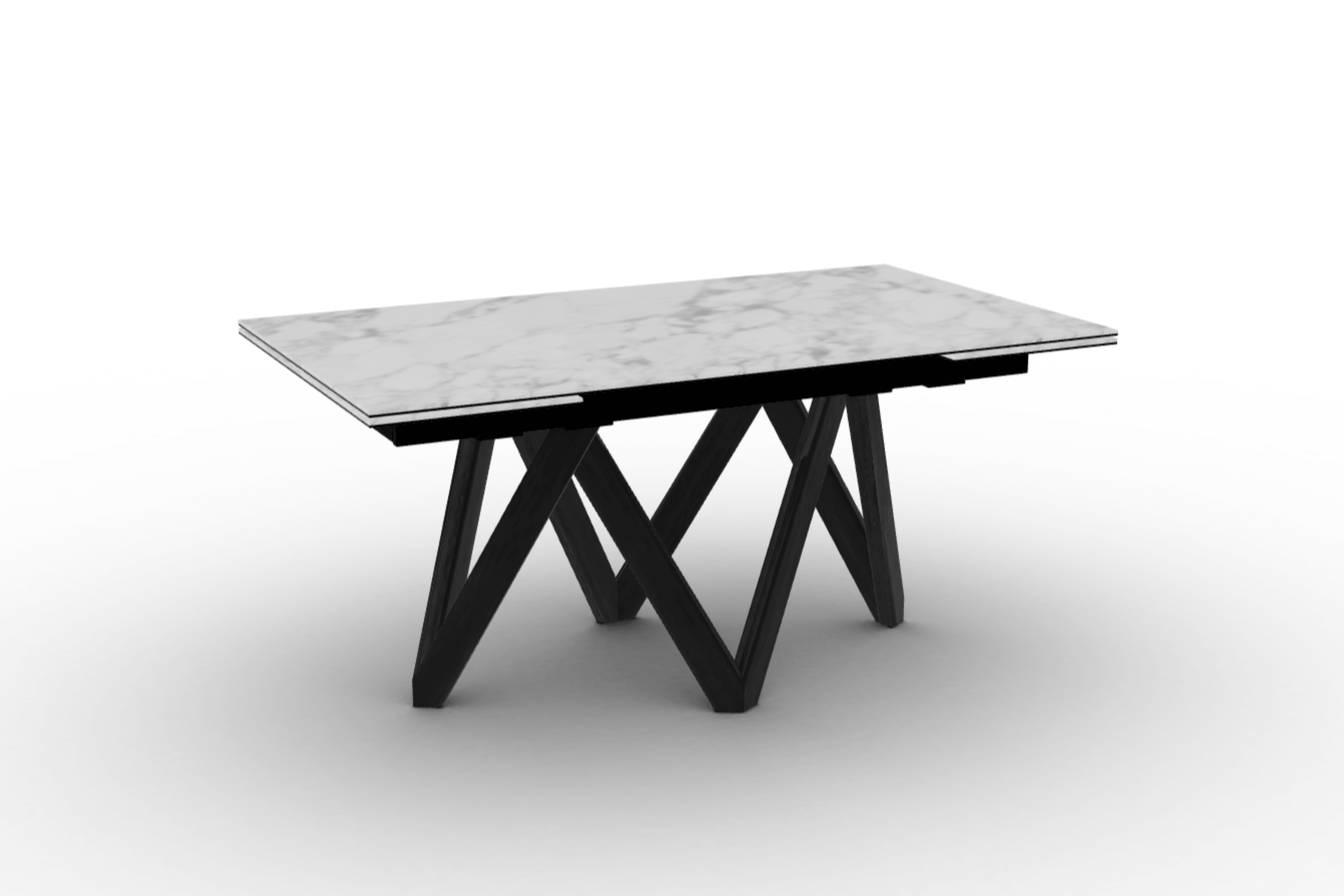 Stół prostokątny rozkładany CARTESIO biały marmur Calligaris 160 cm czarne matowe drewno Eye on Design