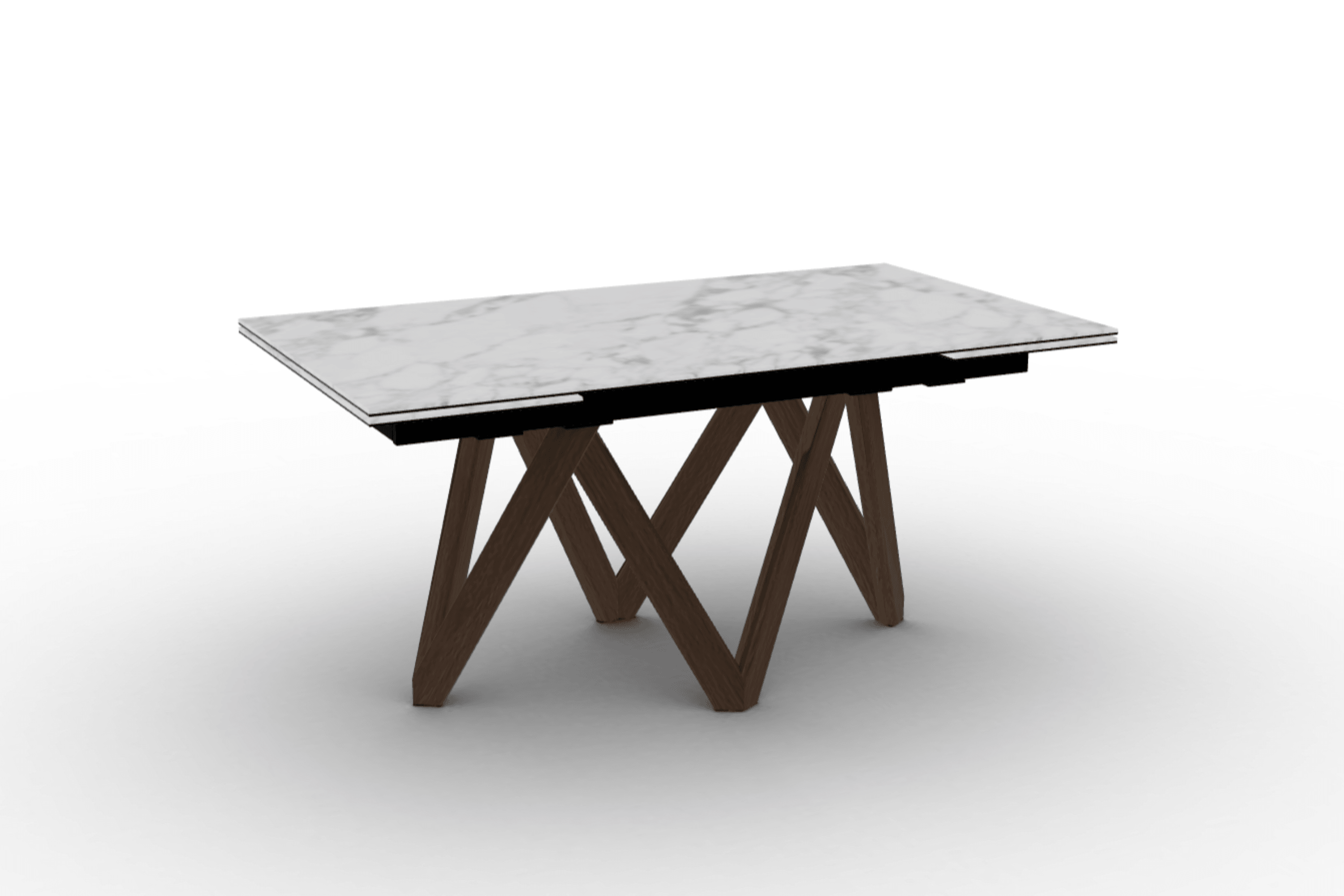 Stół prostokątny rozkładany CARTESIO biały marmur Calligaris 160 cm ciemnobrązowe drewno Eye on Design