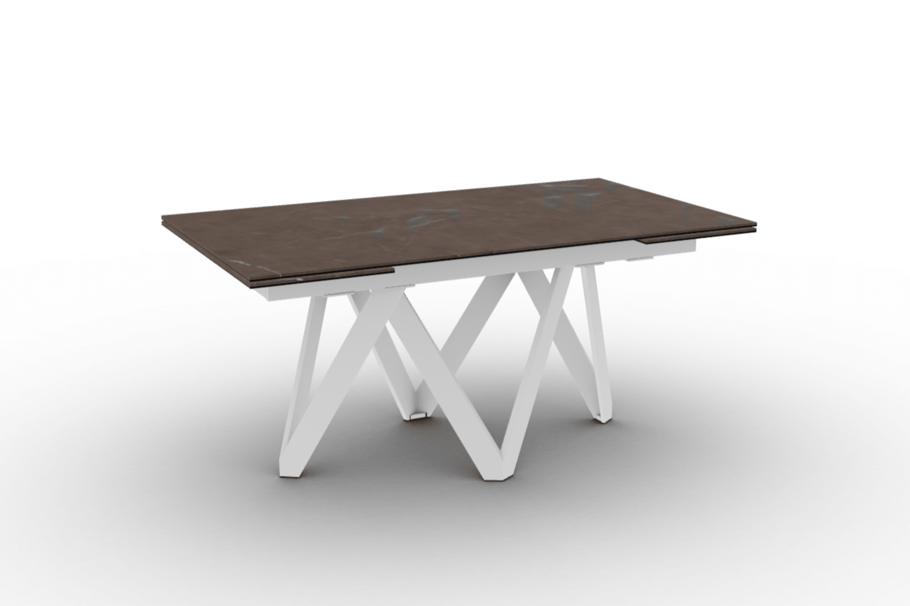 Stół prostokątny rozkładany CARTESIO brązowa ceramika Calligaris 160 cm biały matowy metal Eye on Design