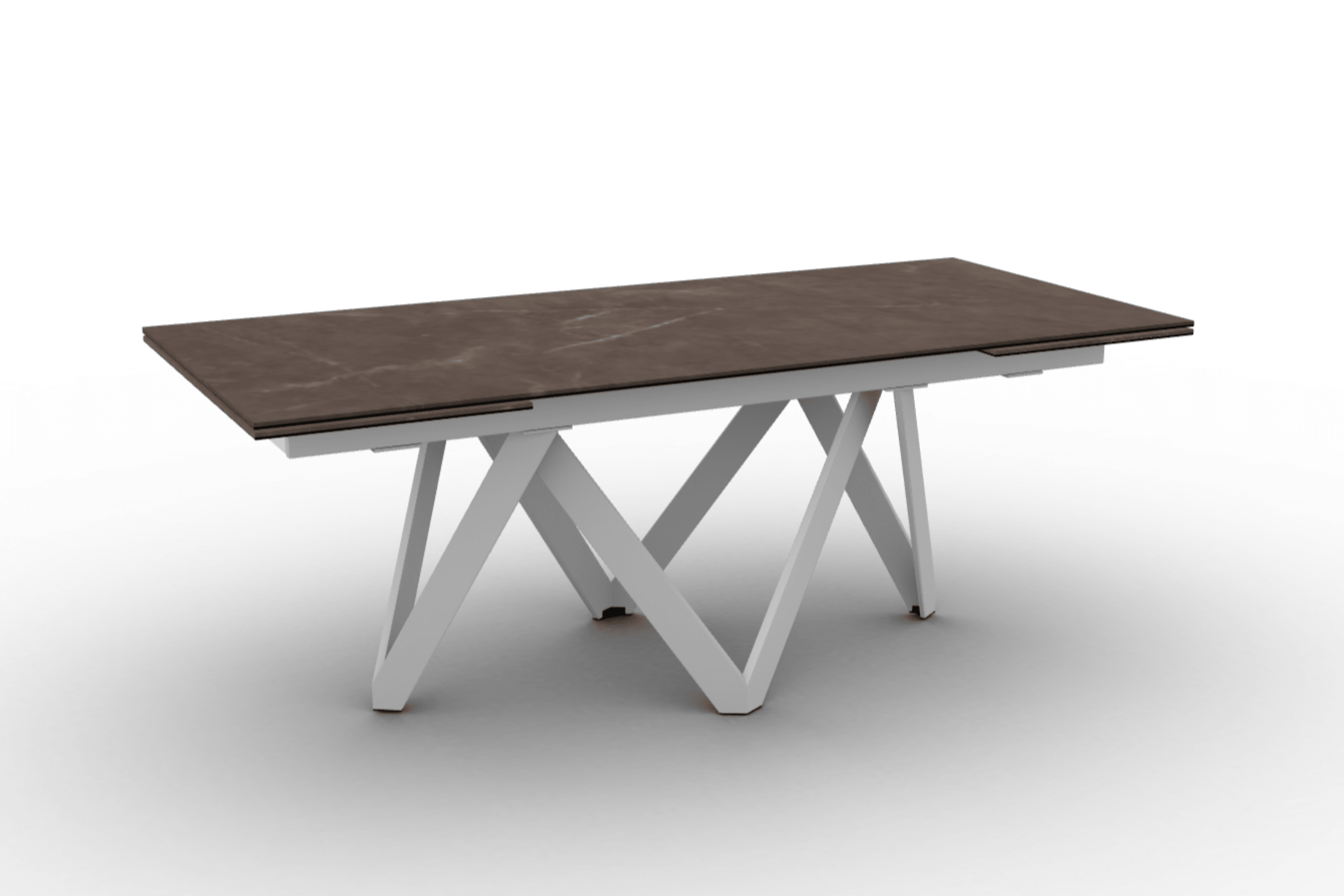 Stół prostokątny rozkładany CARTESIO brązowa ceramika Calligaris 200 cm biały matowy metal Eye on Design