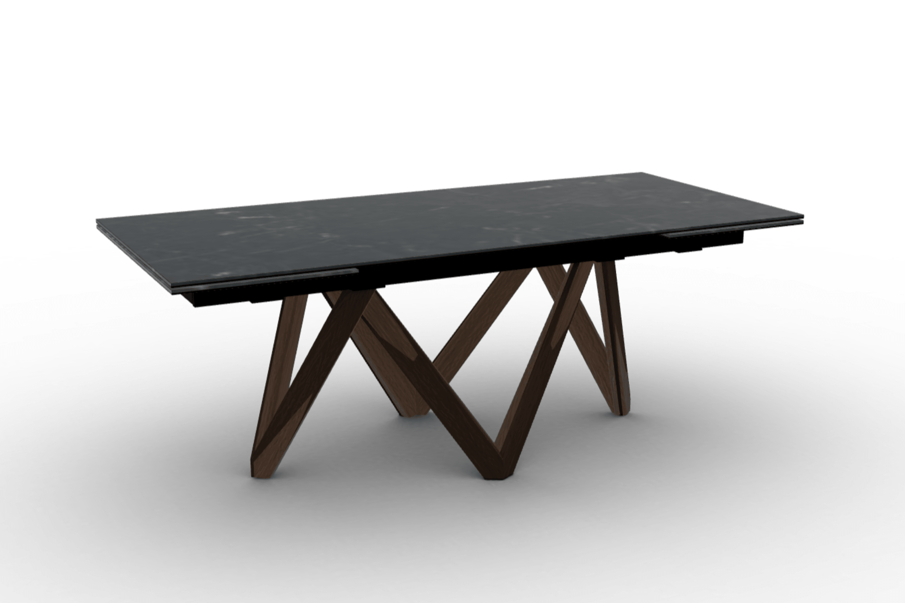 Stół prostokątny rozkładany CARTESIO czarny marmur Calligaris 200 cm ciemnobrązowe drewno Eye on Design
