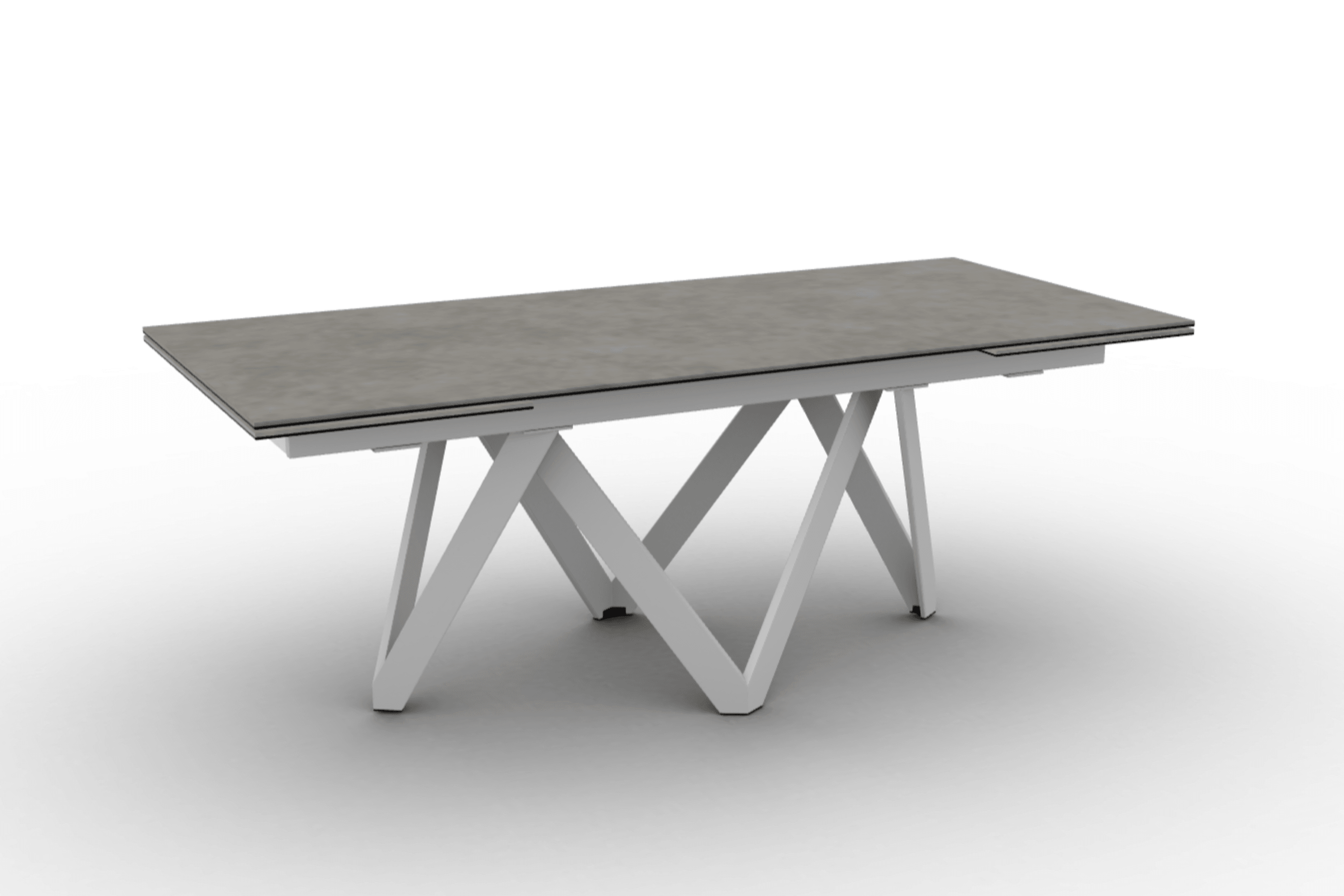 Stół prostokątny rozkładany CARTESIO jasnoszara ceramika Calligaris 200 cm biały matowy metal Eye on Design