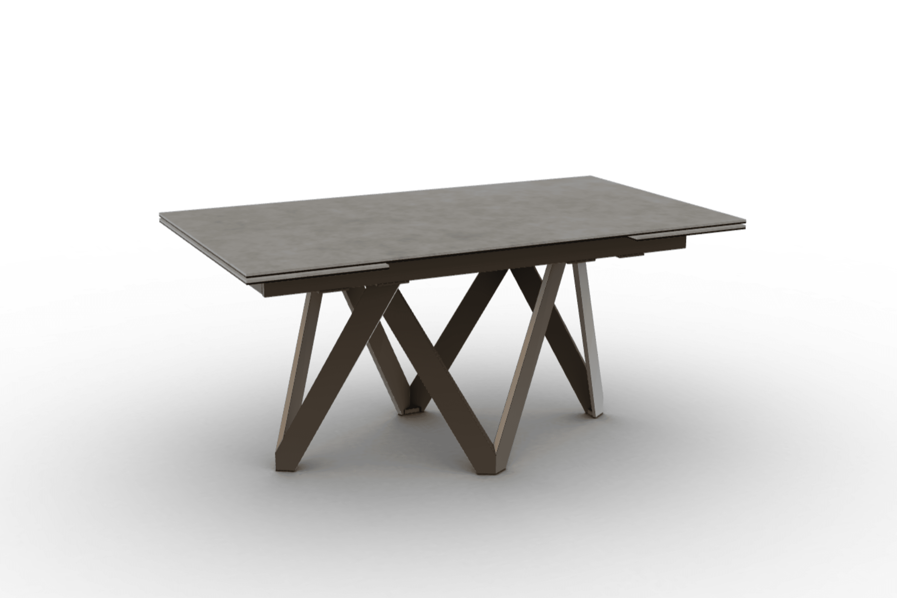 Stół prostokątny rozkładany CARTESIO jasnoszara ceramika Calligaris 160 cm brązowy matowy metal Eye on Design