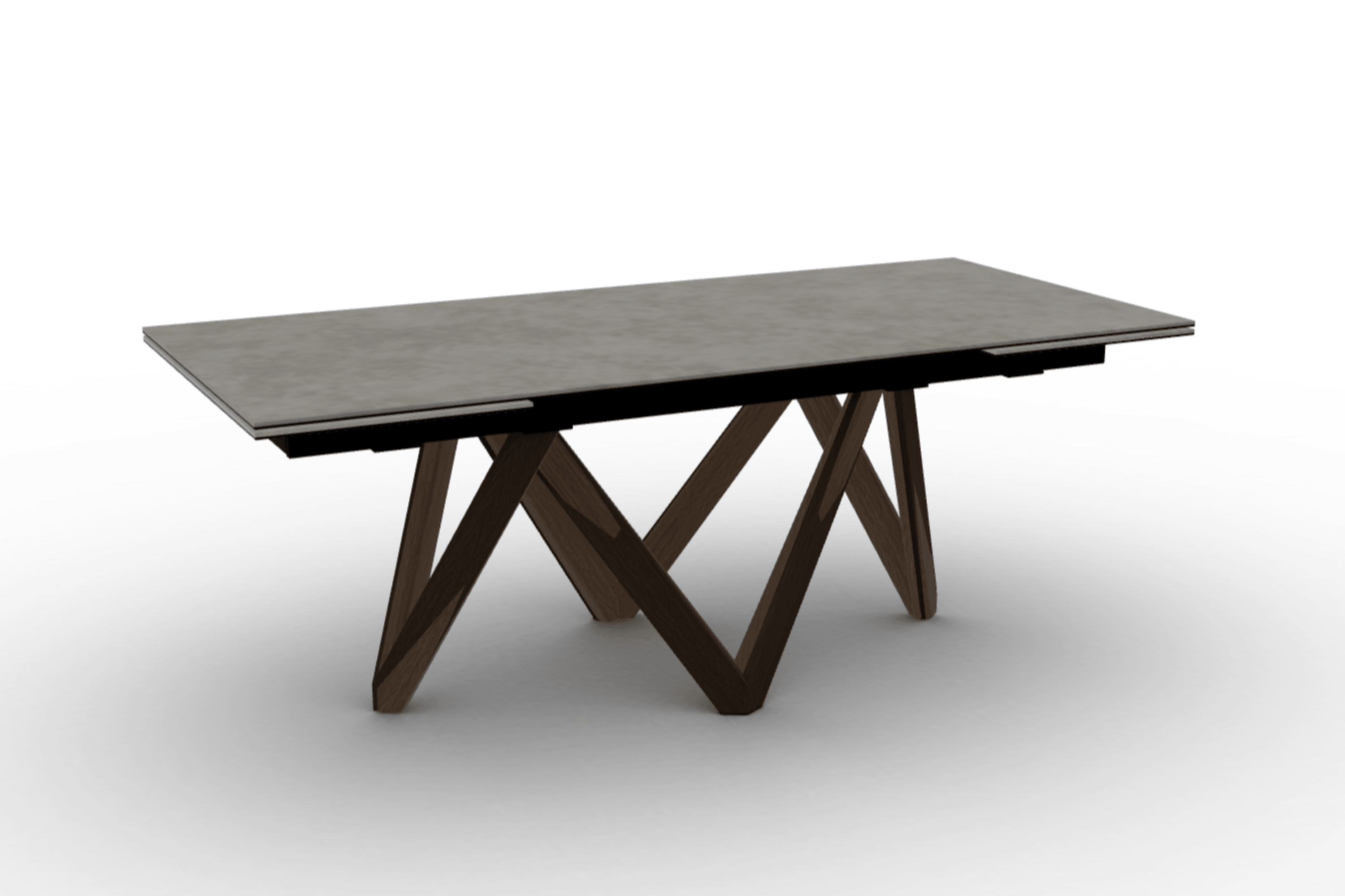 Stół prostokątny rozkładany CARTESIO jasnoszara ceramika Calligaris 200 cm ciemnobrązowe drewno Eye on Design