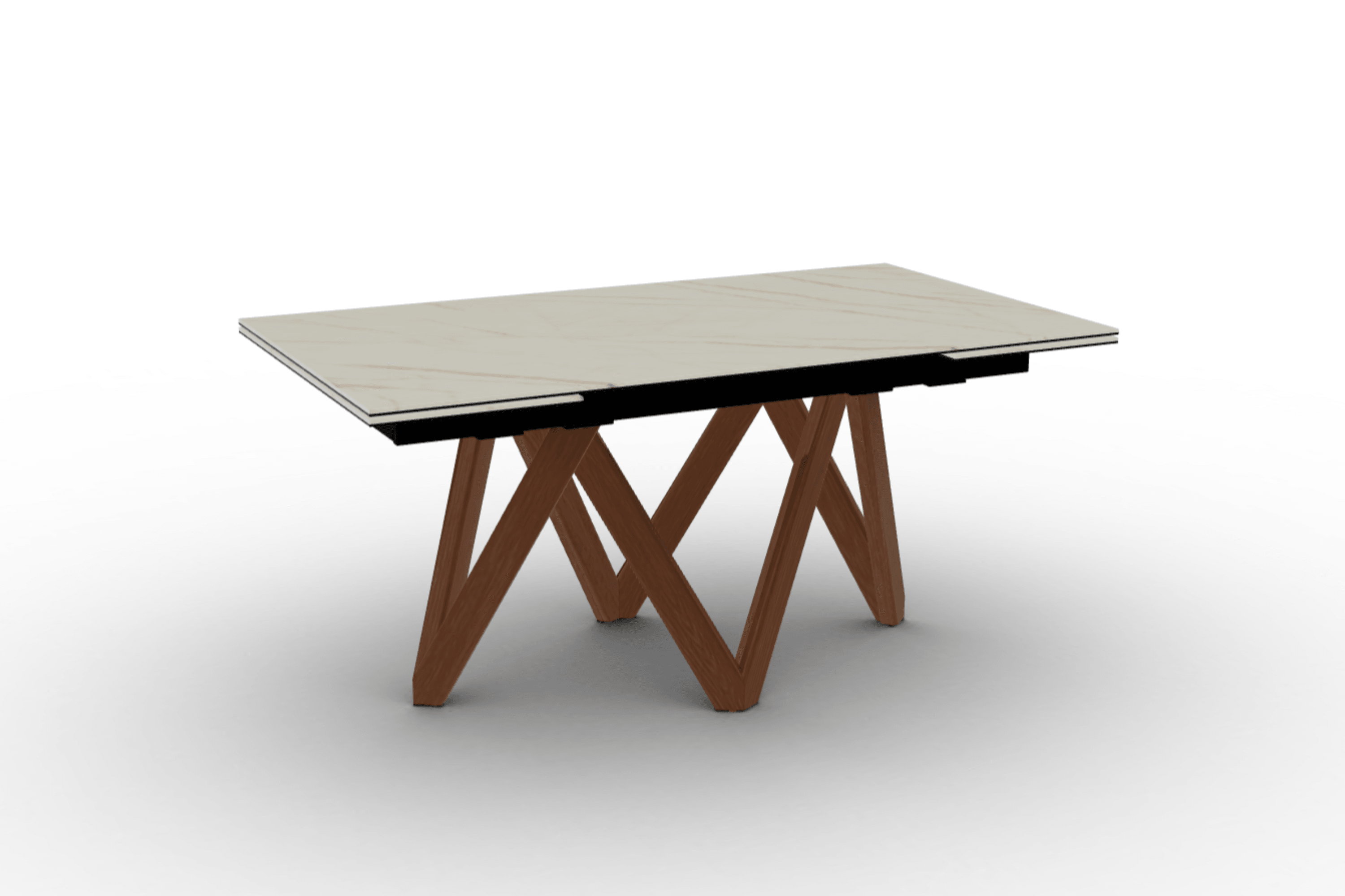 Stół prostokątny rozkładany CARTESIO złoty marmur Calligaris 160 cm orzechowe drewno Eye on Design