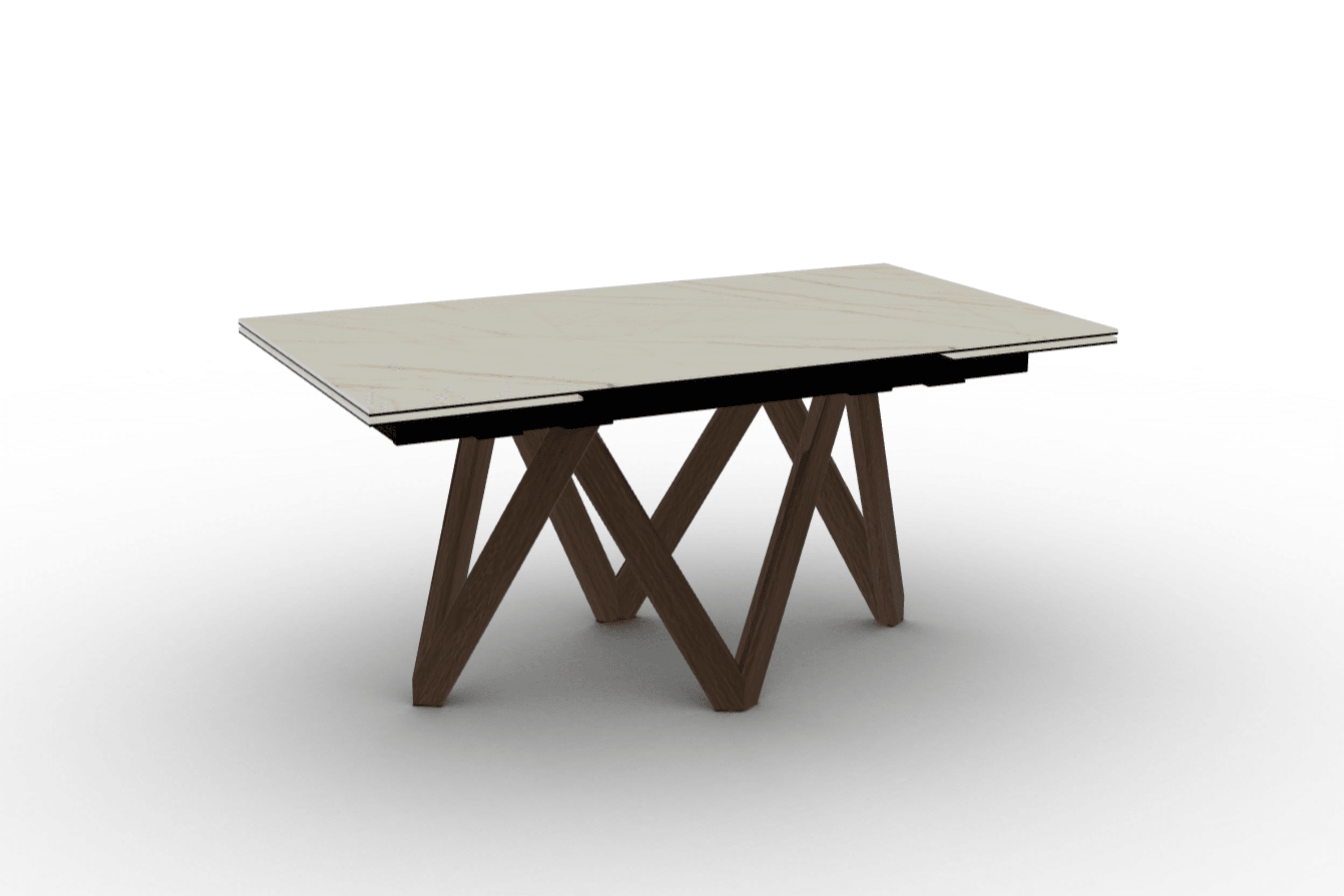 Stół prostokątny rozkładany CARTESIO złoty marmur Calligaris 160 cm ciemnobrązowe drewno Eye on Design