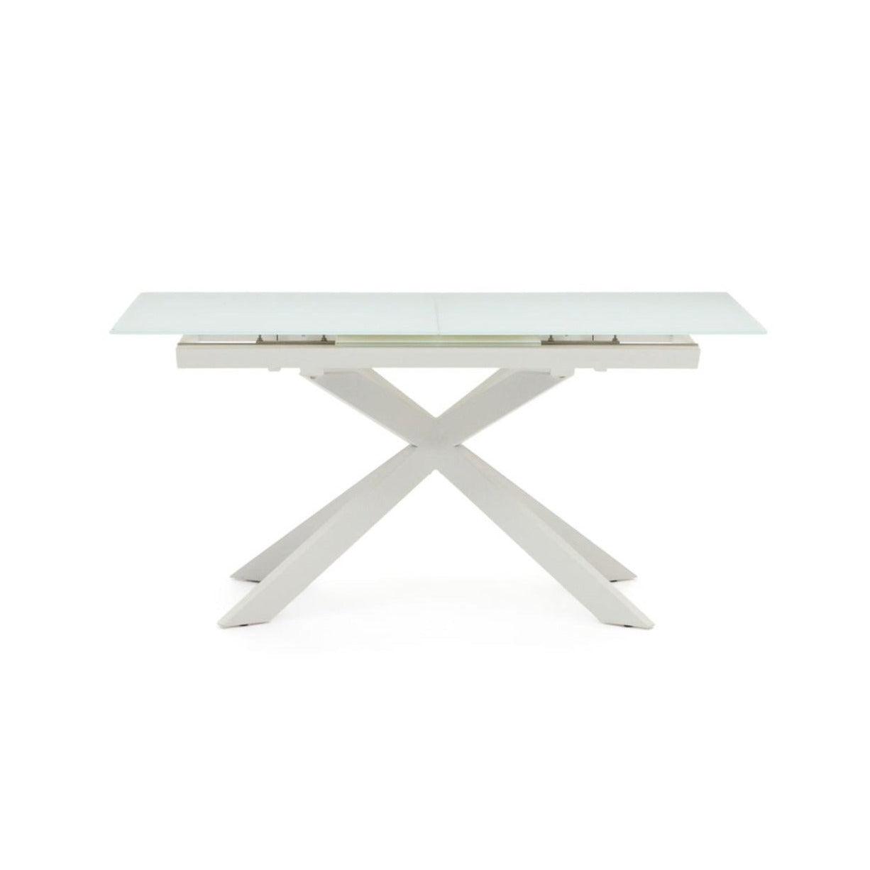 Stół rozkładany ATMINDA szklany blat z białą podstawą La Forma Eye on Design