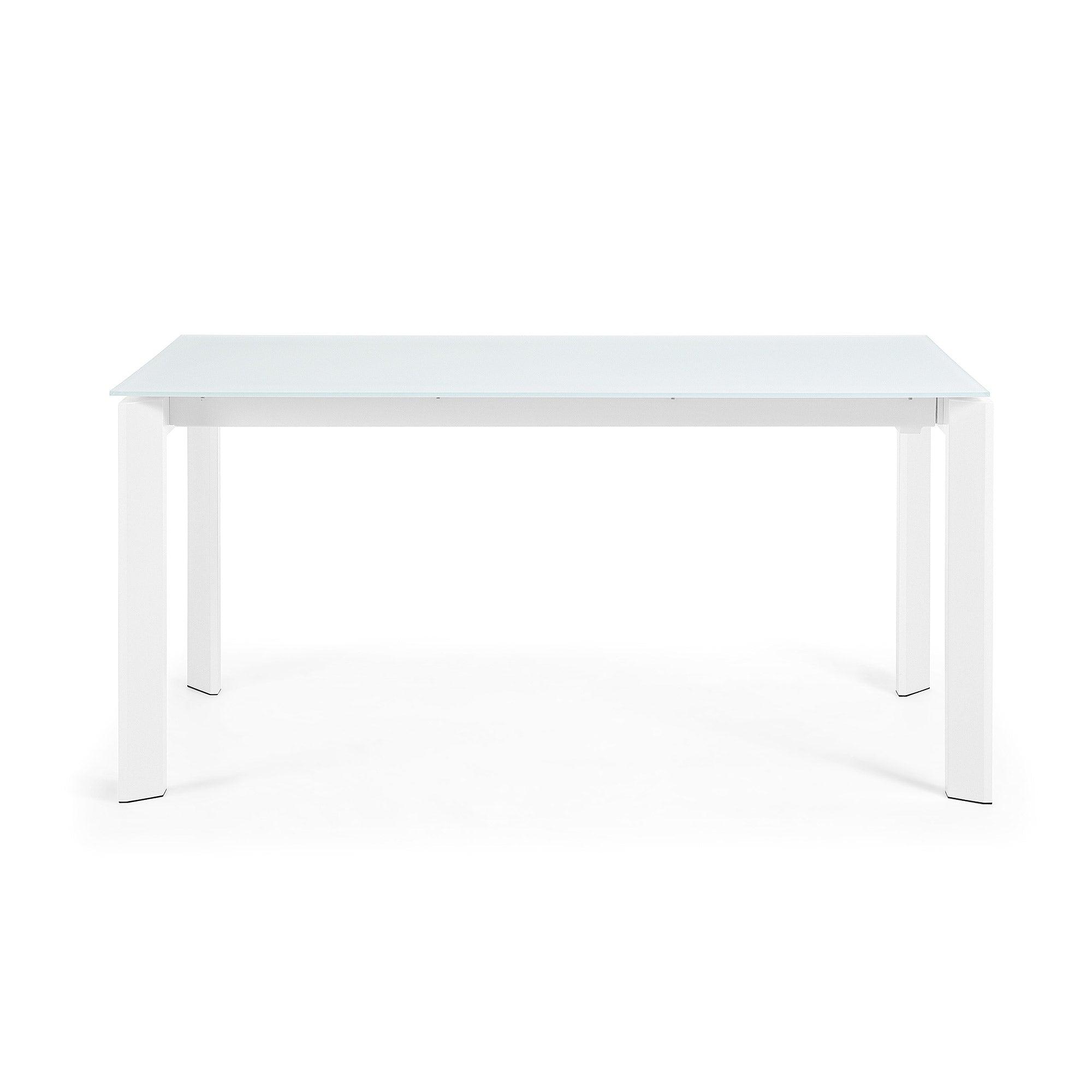 Stół rozkładany AXIS białe szkło z białą podstawą La Forma Eye on Design