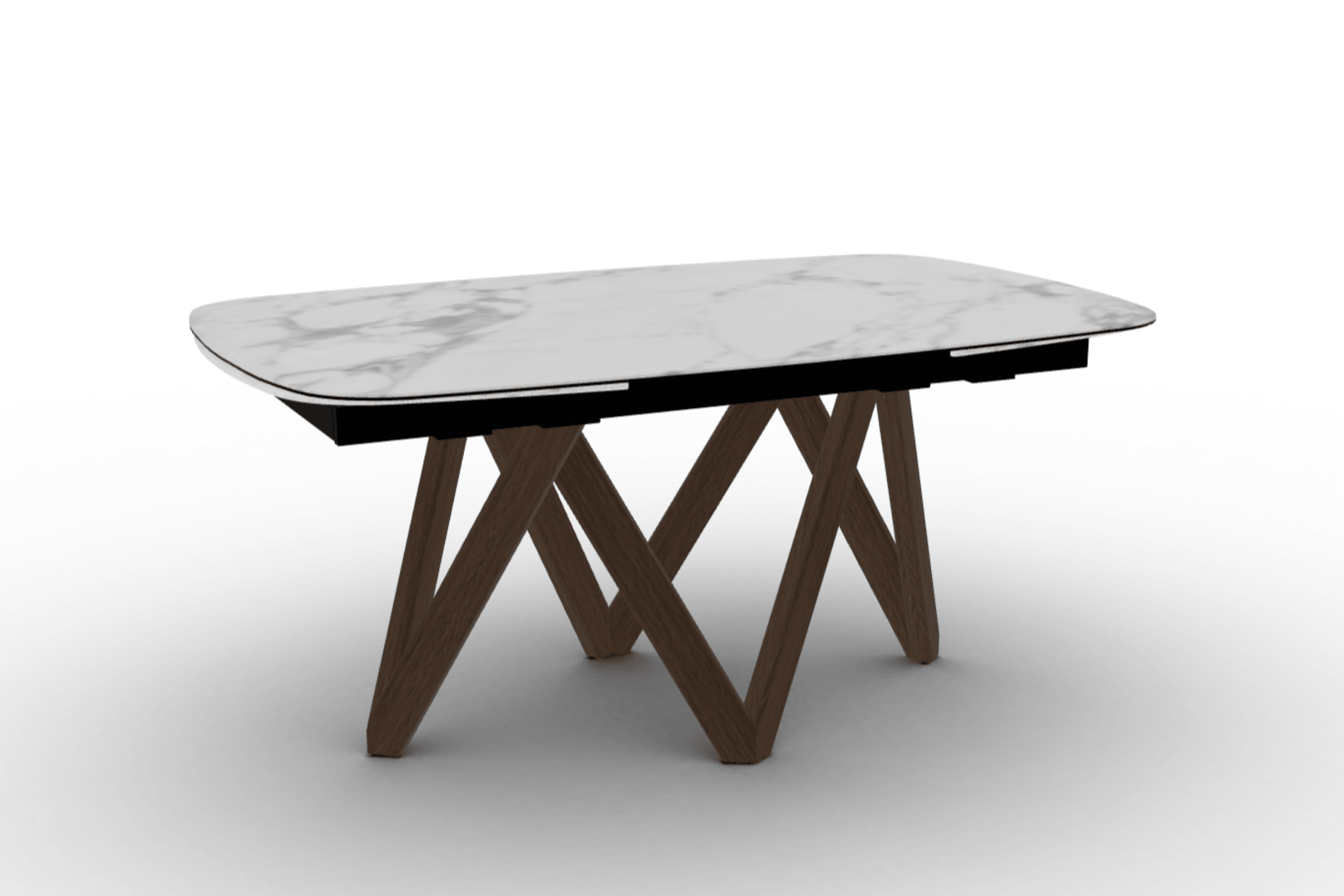 Stół rozkładany CARTESIO biały marmur Calligaris 165 cm ciemnobrązowe drewno Eye on Design