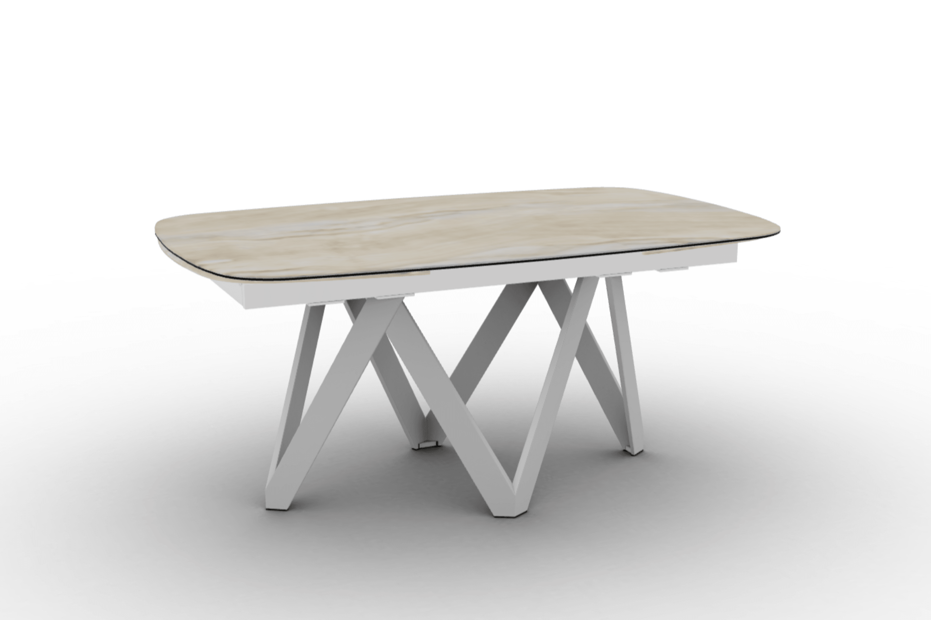 Stół rozkładany CARTESIO piaskowy marmur Calligaris 165 cm biały matowy metal Eye on Design
