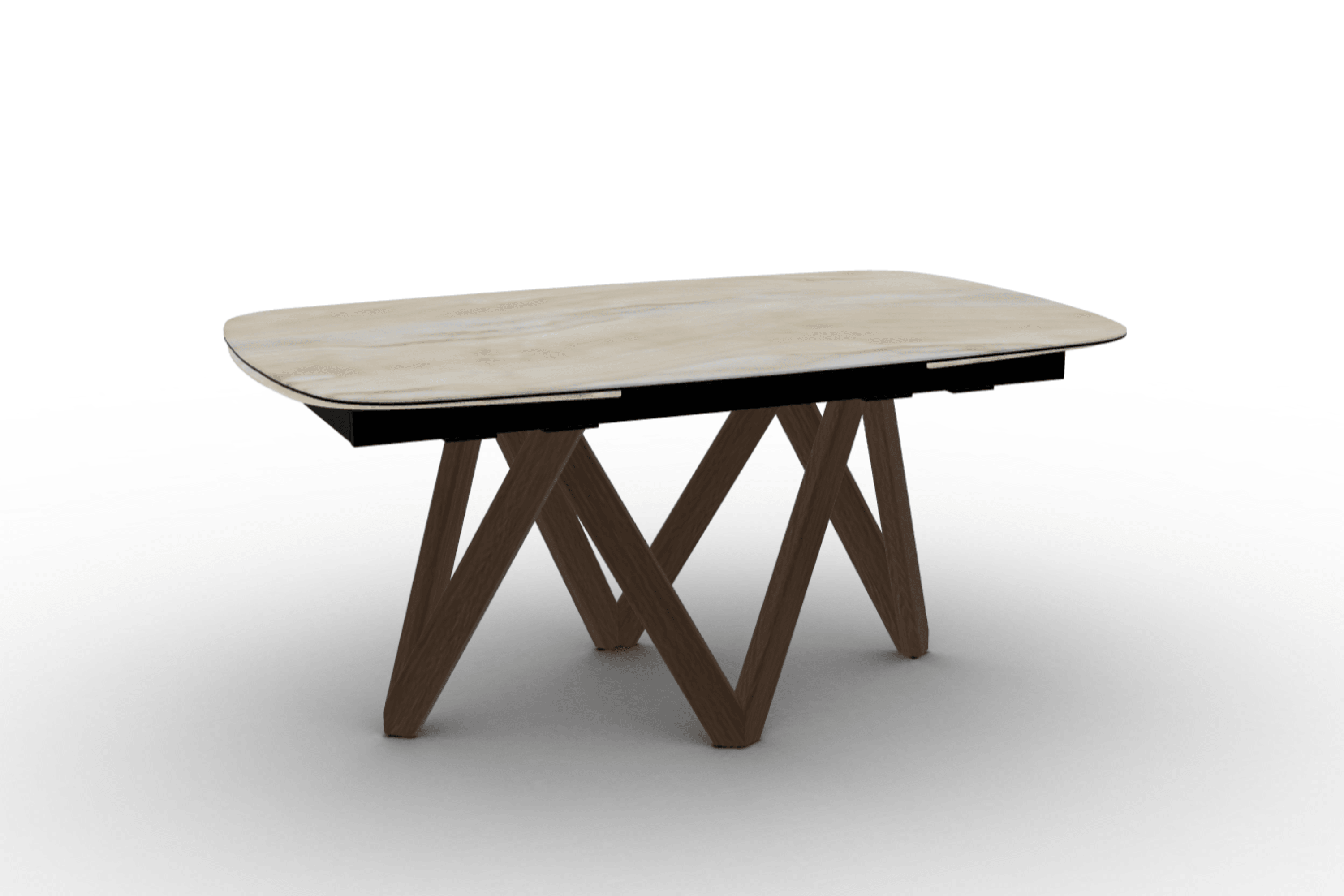 Stół rozkładany CARTESIO piaskowy marmur Calligaris 165 cm ciemnobrązowe drewno Eye on Design