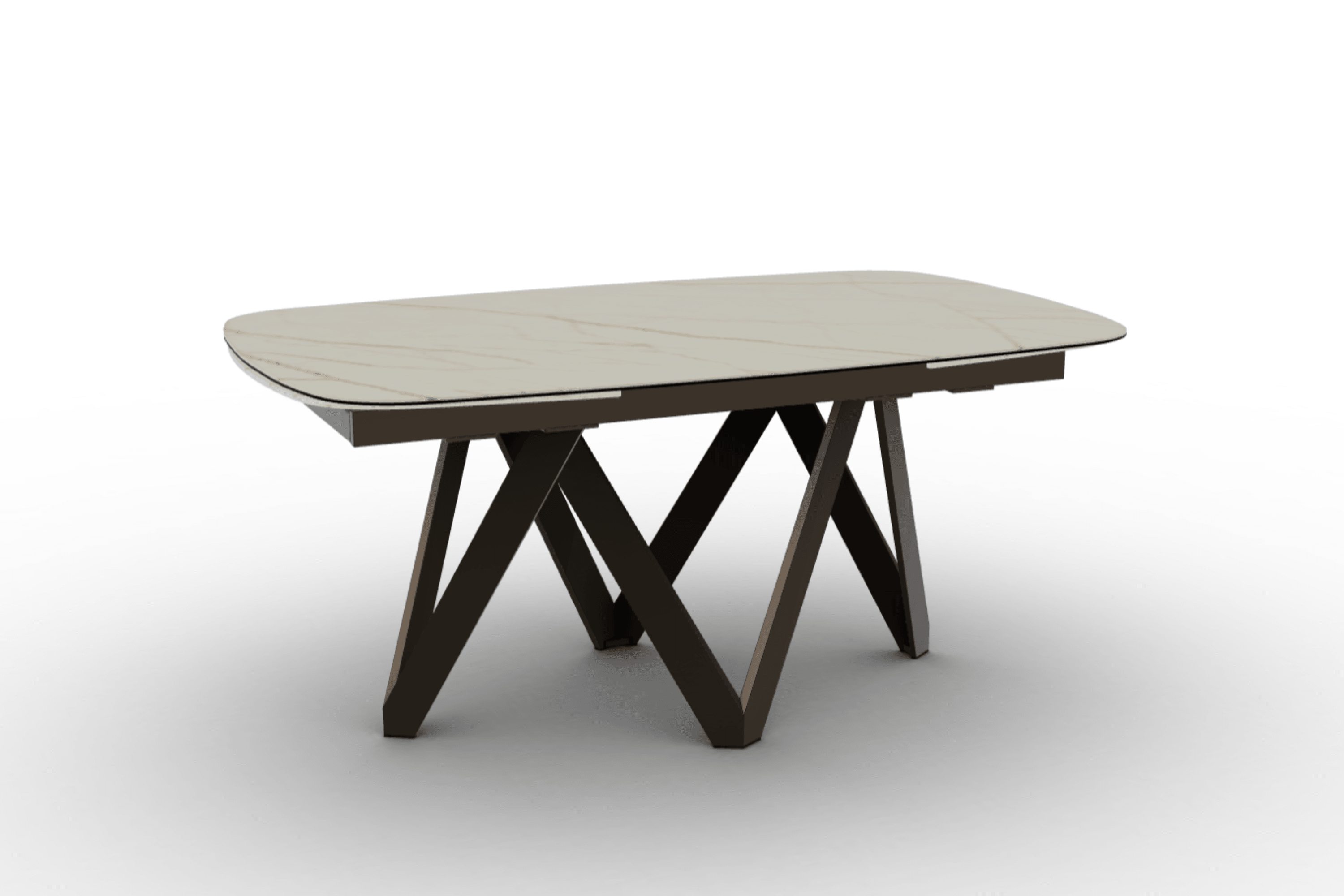 Stół rozkładany CARTESIO złoty marmur Calligaris 165 cm brązowy matowy metal Eye on Design