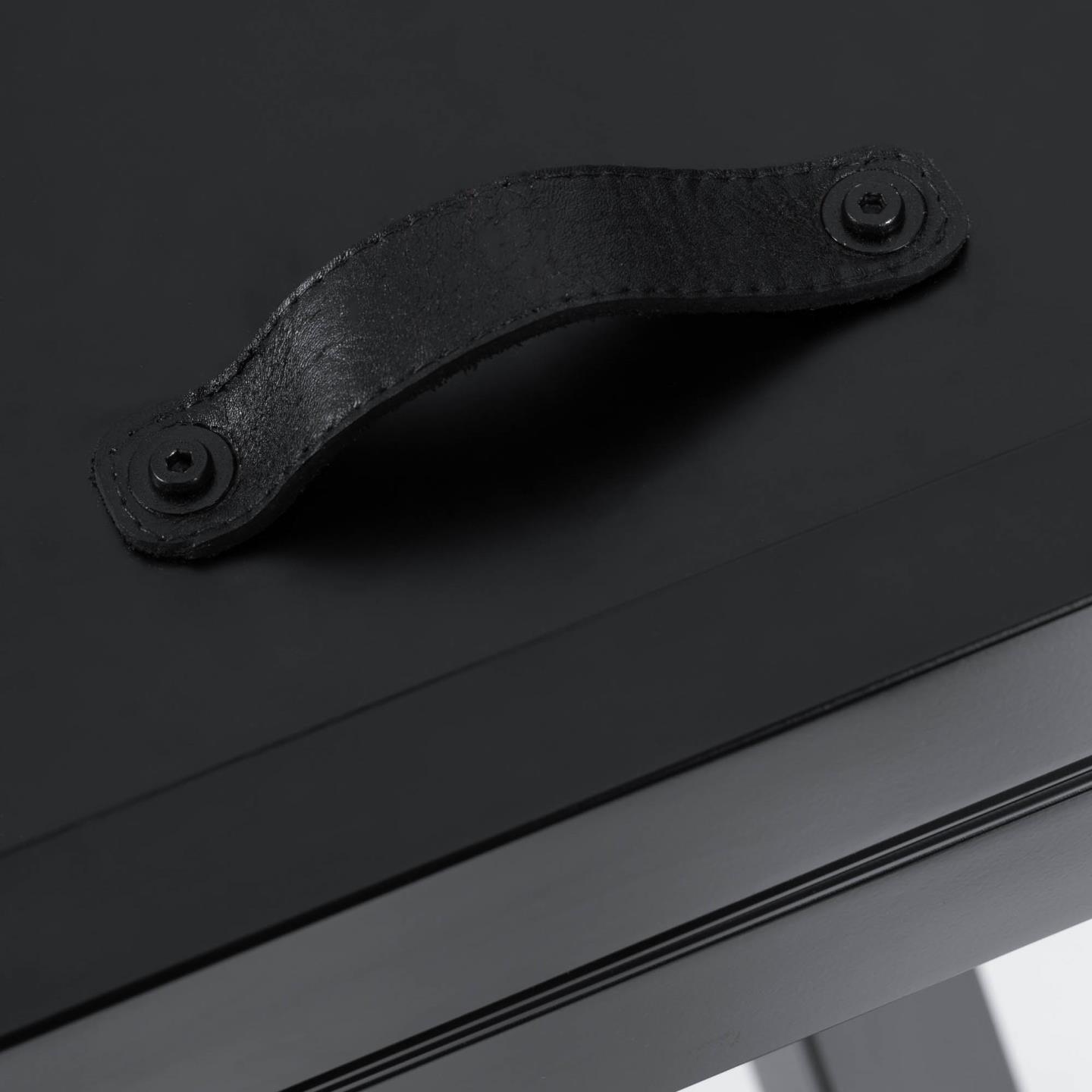 Stół rozkładany okrągły VASHTI szklany blat z czarną podstawą La Forma Eye on Design