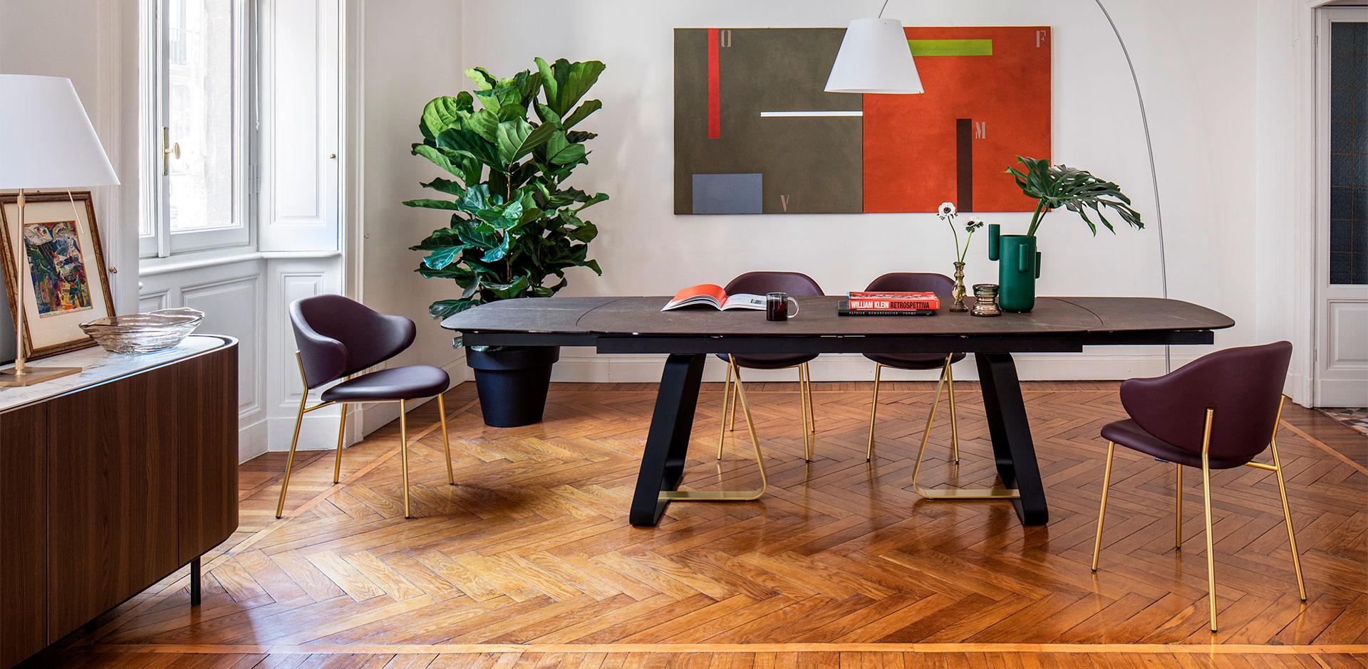 Stół rozkładany SUNSHINE czarny marmur Calligaris Eye on Design