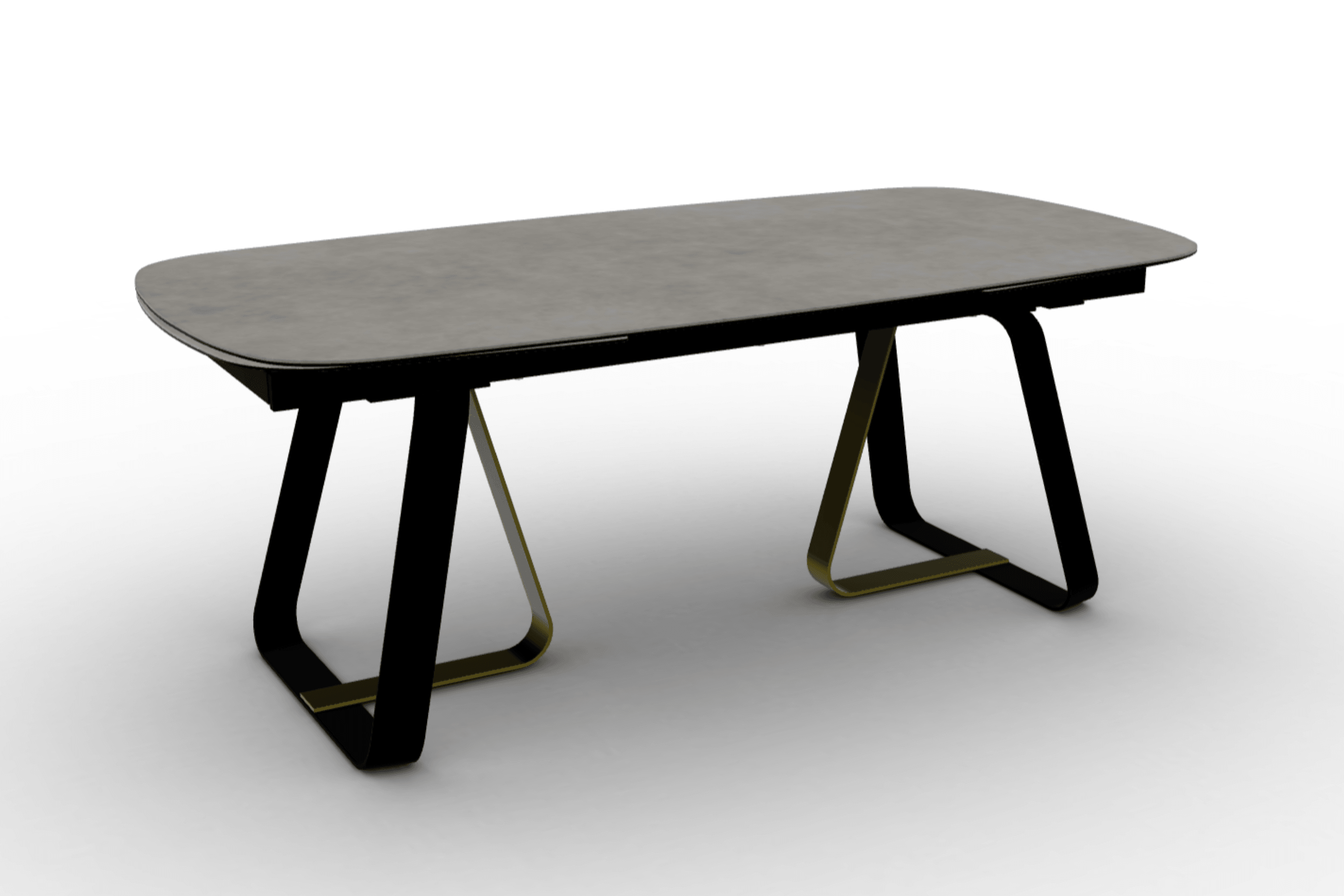 Stół rozkładany SUNSHINE jasnoszara ceramika Calligaris matowa czerń matowy mosiądz Eye on Design