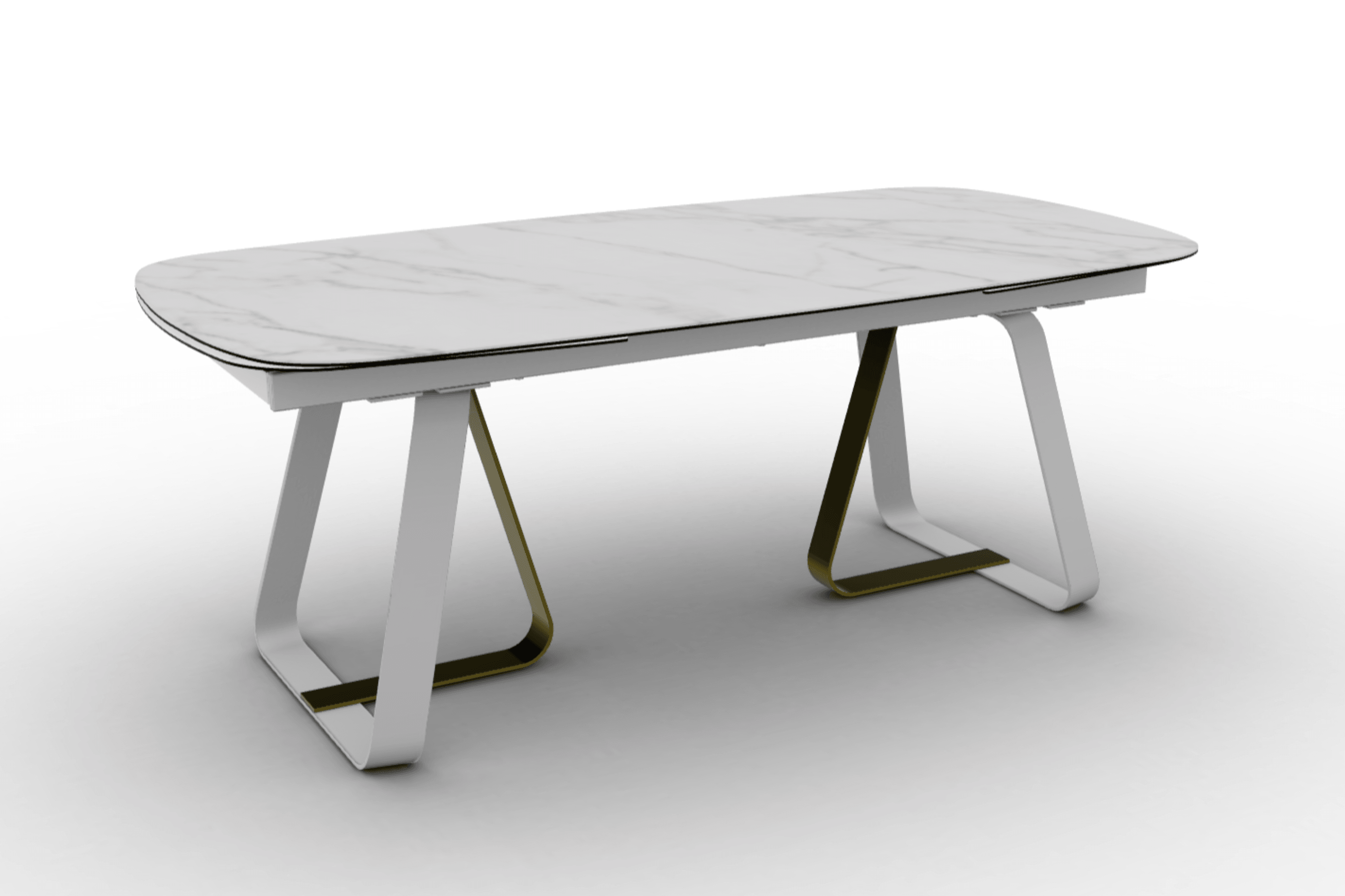 Stół rozkładany SUNSHINE kremowy marmur Calligaris matowa biel matowy mosiądz Eye on Design