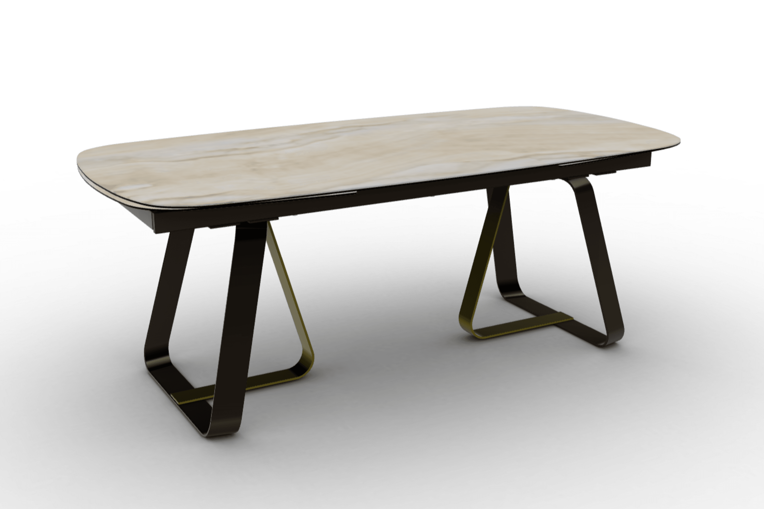 Stół rozkładany SUNSHINE piaskowy marmur Calligaris matowy brąz matowy mosiądz Eye on Design