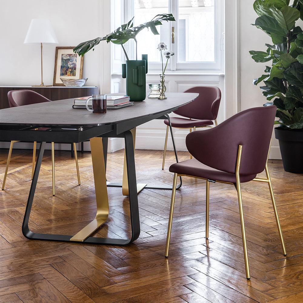 Stół rozkładany SUNSHINE złoty marmur Calligaris Eye on Design