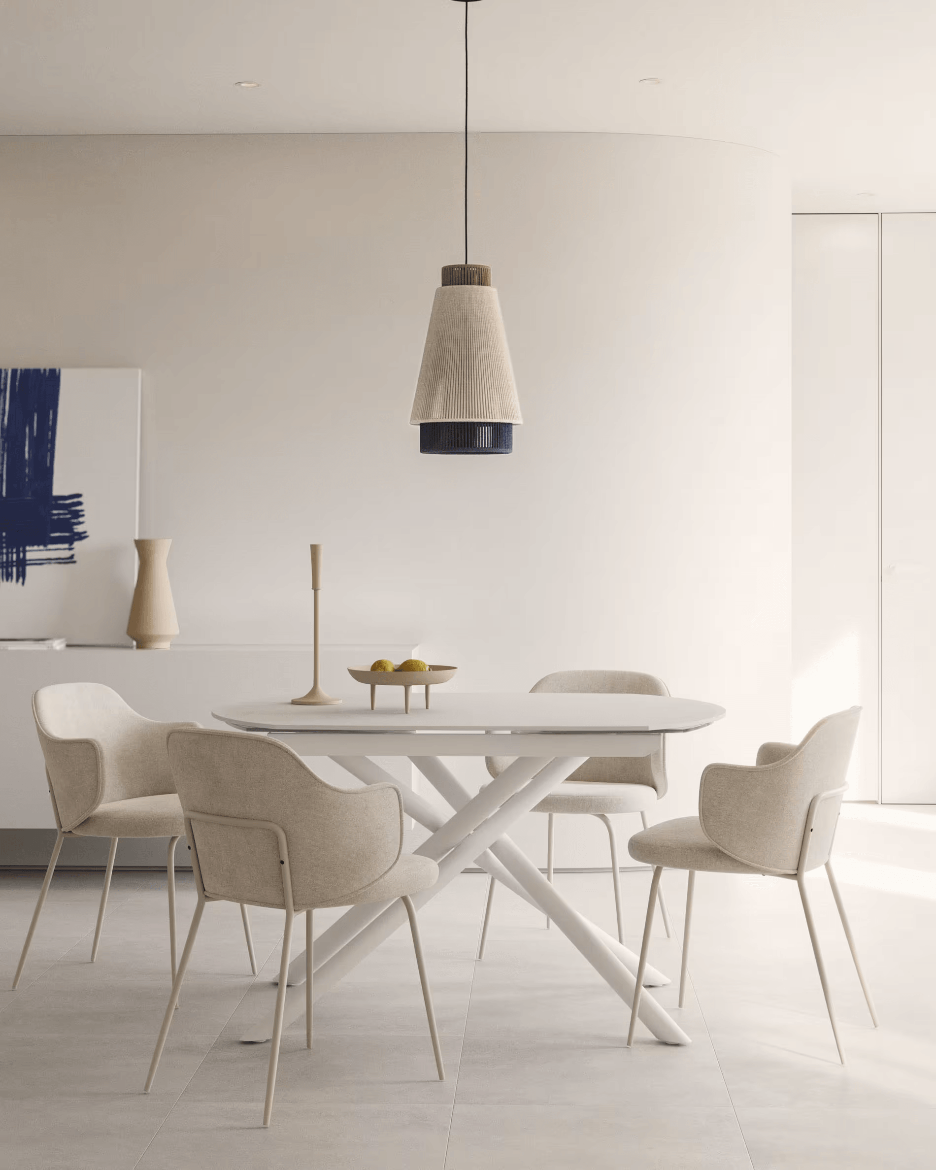 Stół rozkładany YODALIA biały ze szklanym blatem La Forma Eye on Design