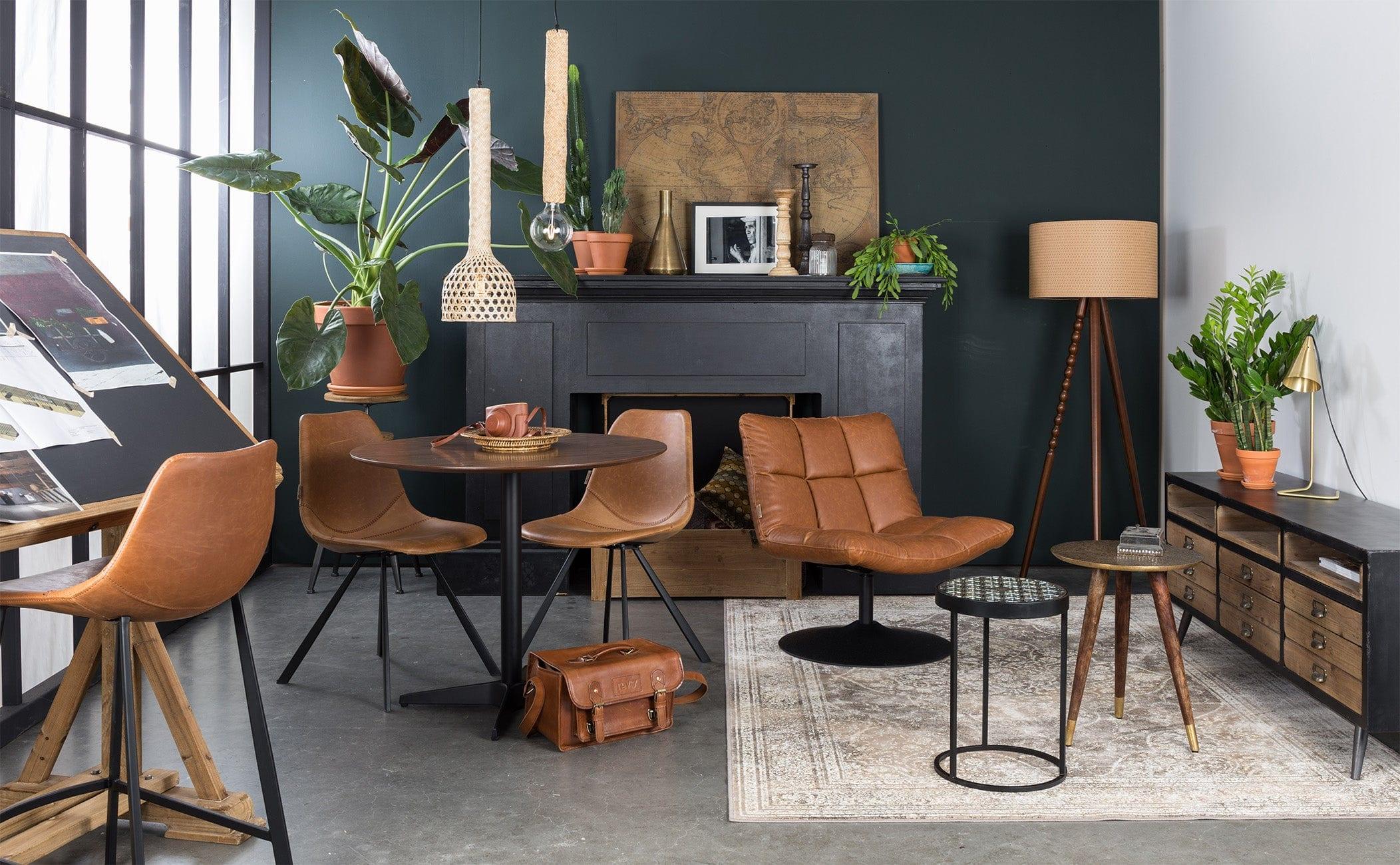 Stołek barowy FRANKY ekoskóra brązowy Dutchbone Eye on Design