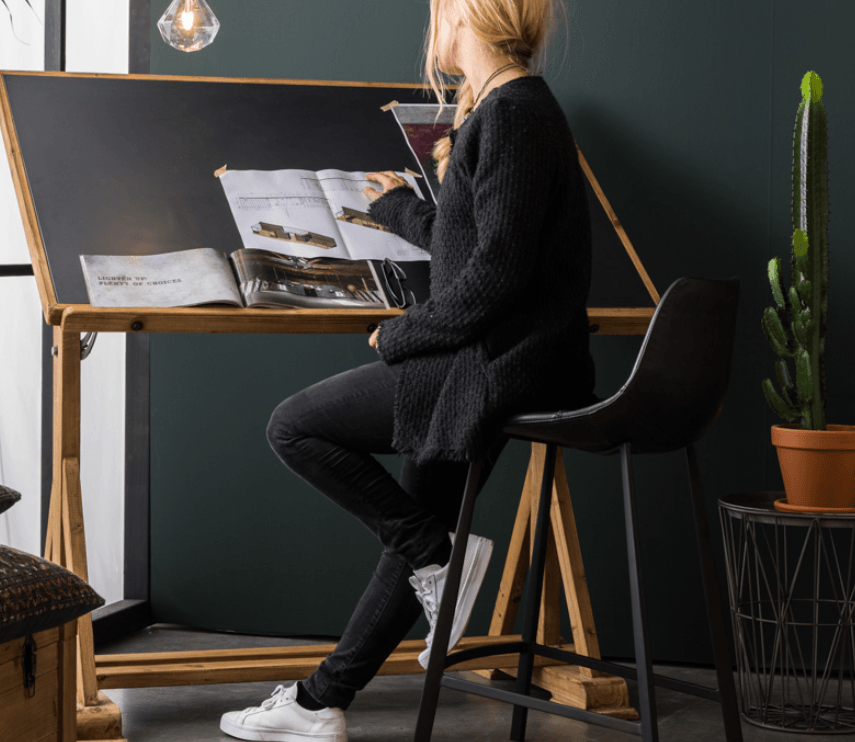 Stołek barowy FRANKY ekoskóra czarny Dutchbone Eye on Design