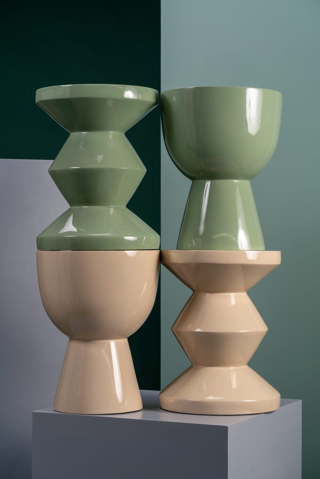 Stołek ZIG ZAG oliwkowy Pols Potten Eye on Design