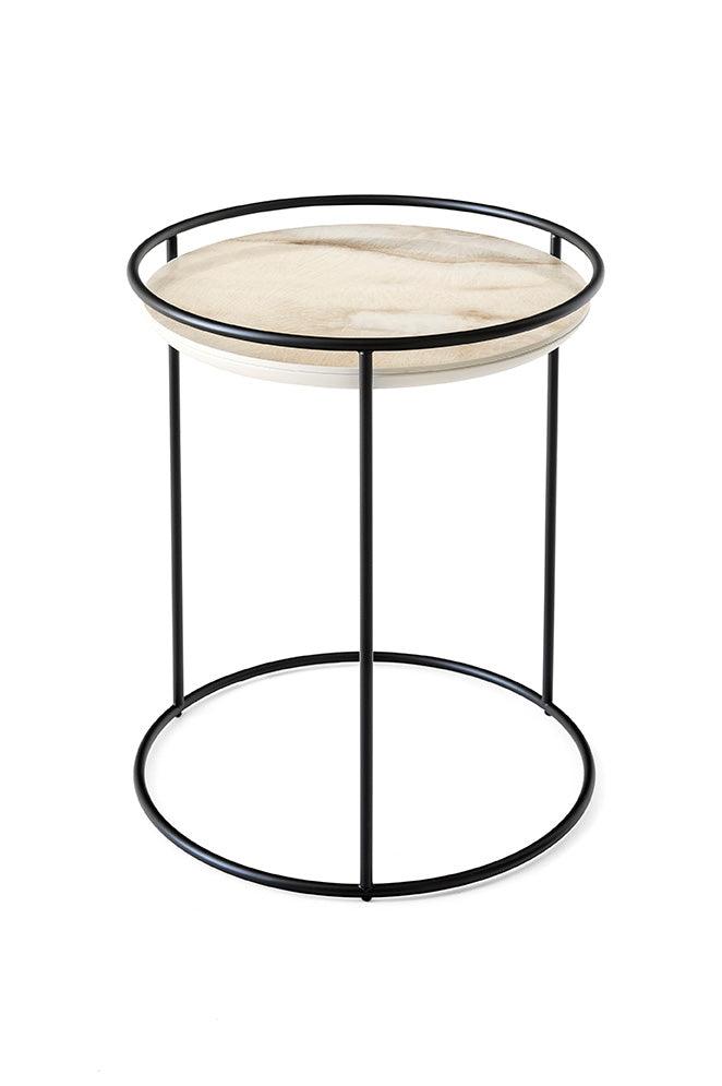 Stolik boczny ATOLLO czarna podstawa Calligaris 50 cm złoty ceramiczny marmur Eye on Design