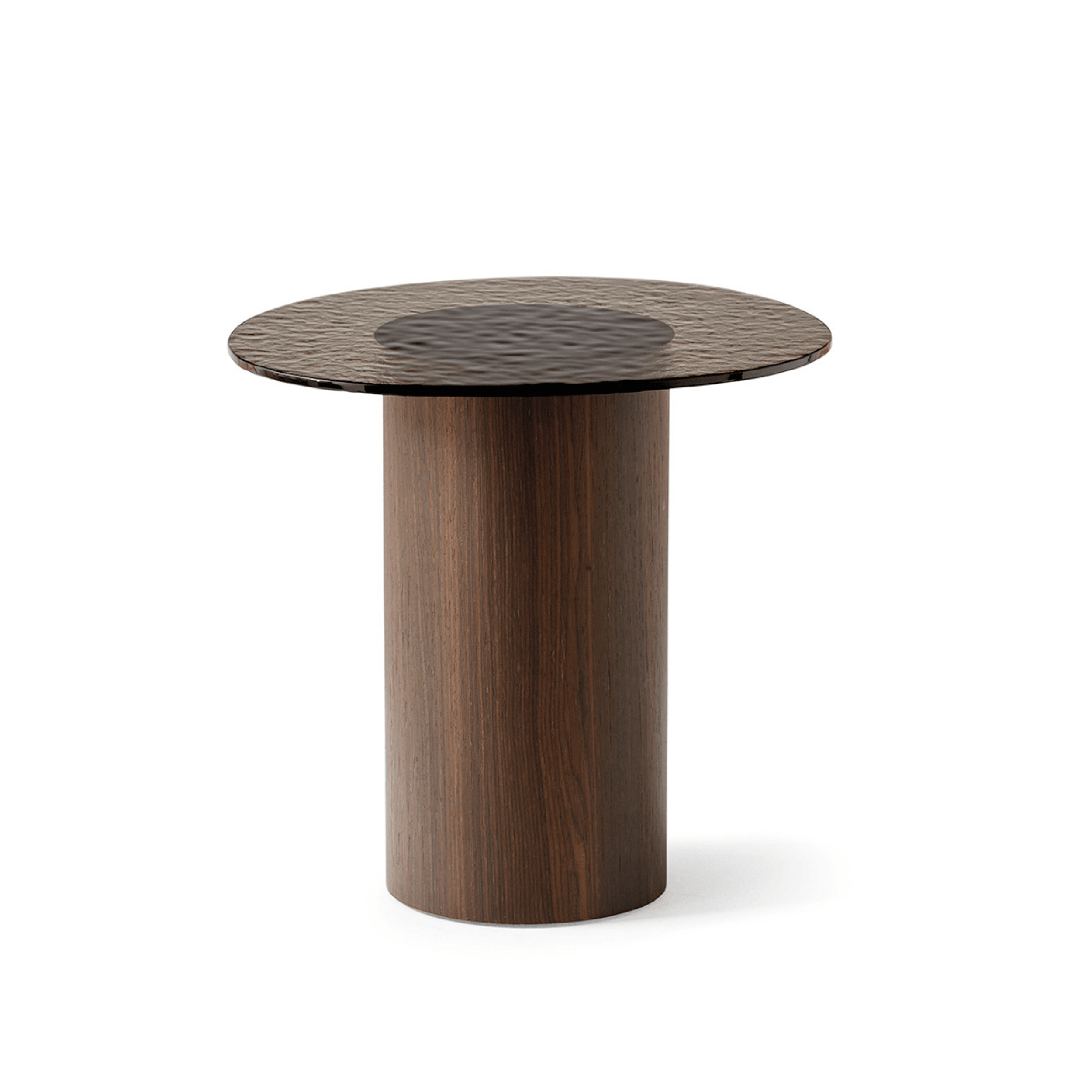 Stolik boczny MUSHROOM ciemnobrązowa podstawa Calligaris brązowe szkło hartowane Eye on Design