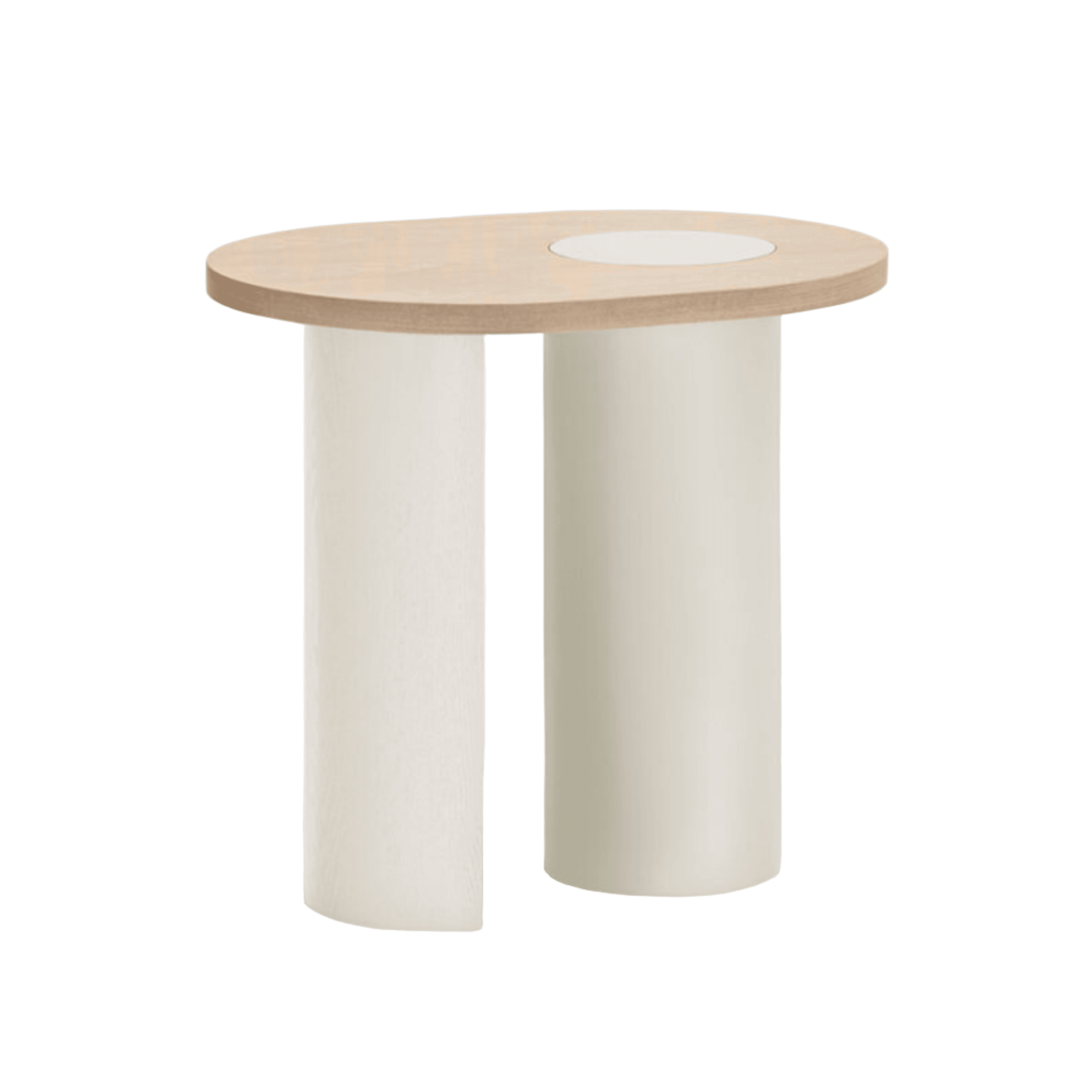 Stolik boczny NORI beżowy z drewnianym blatem Teulat Eye on Design