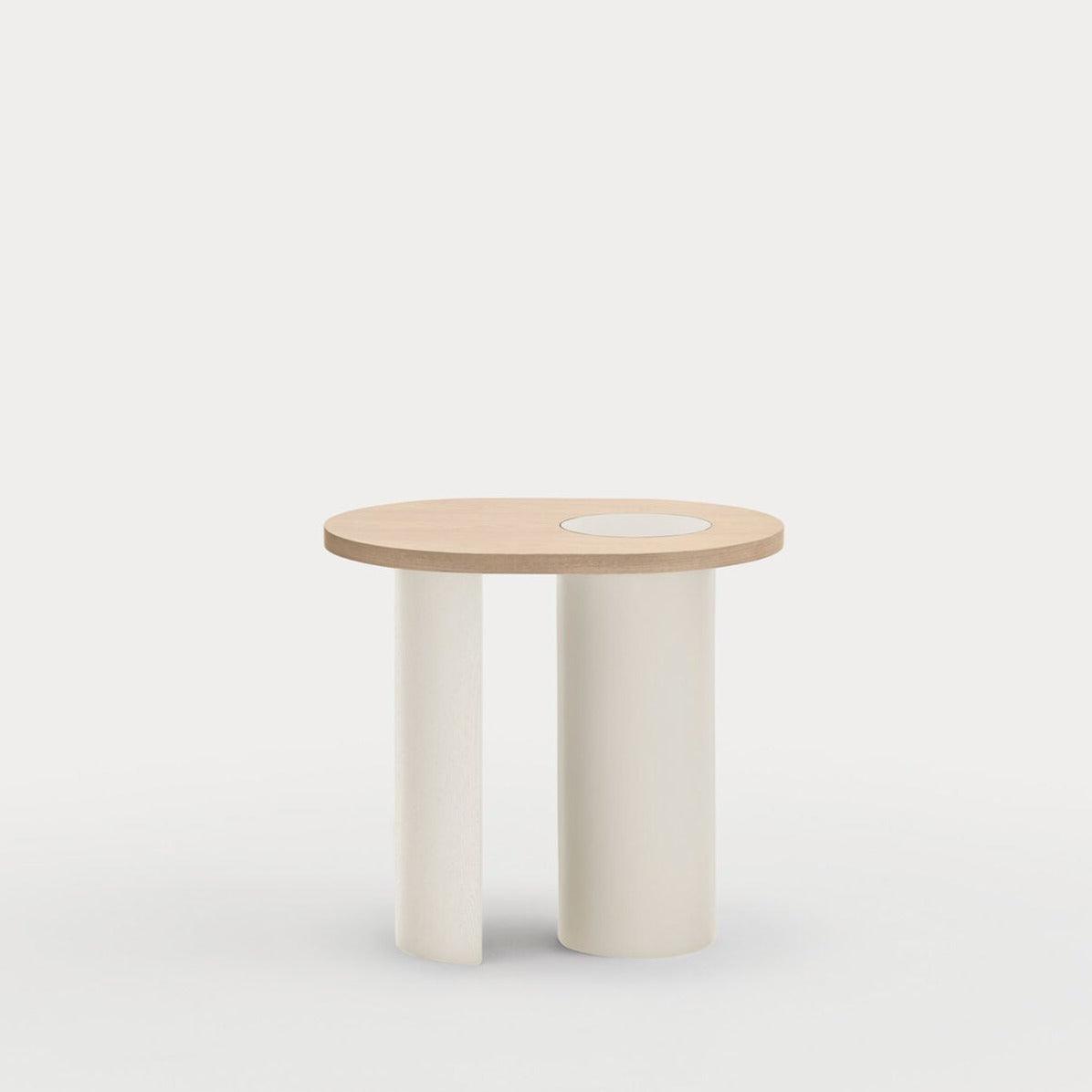 Stolik boczny NORI beżowy z drewnianym blatem Teulat Eye on Design