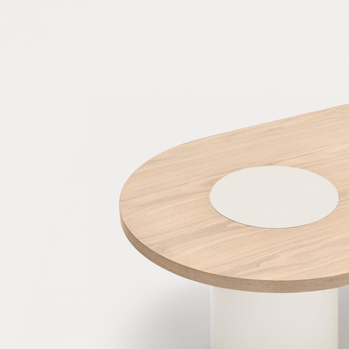 Stolik boczny NORI beżowy z drewnianym blatem Teulat Eye on Design